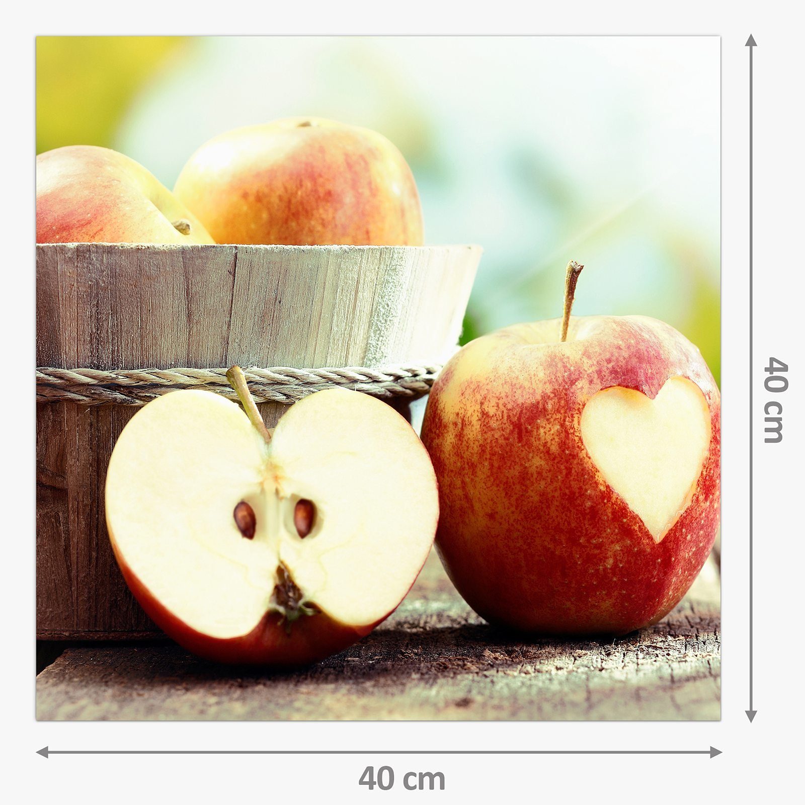 Apfel Primedeco in Spritzschutz Küchenrückwand Herz Glas