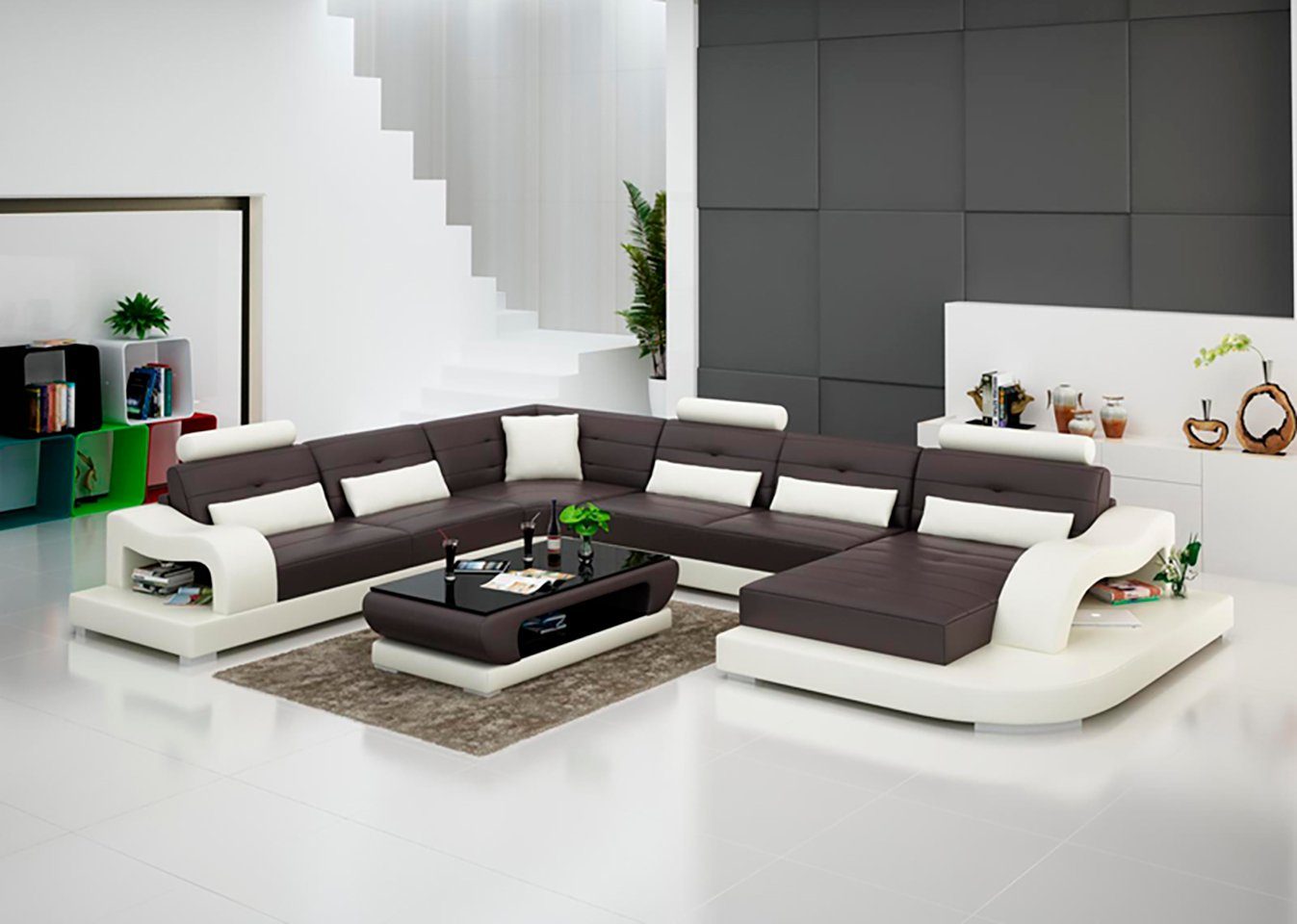 Ecksofa Wohnlandschaft Design Couch JVmoebel Ecksofa, Ledersofa Modern Eck Sofa