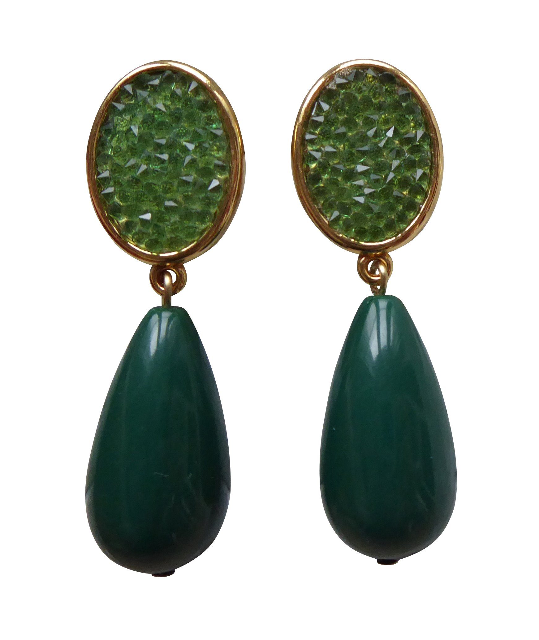 Mugello Paar Ohrclips Elena Clips grün Party Fest Glitzerohrringe chic funkelnd, made in Germany Designer JustWin, Statementohrringe