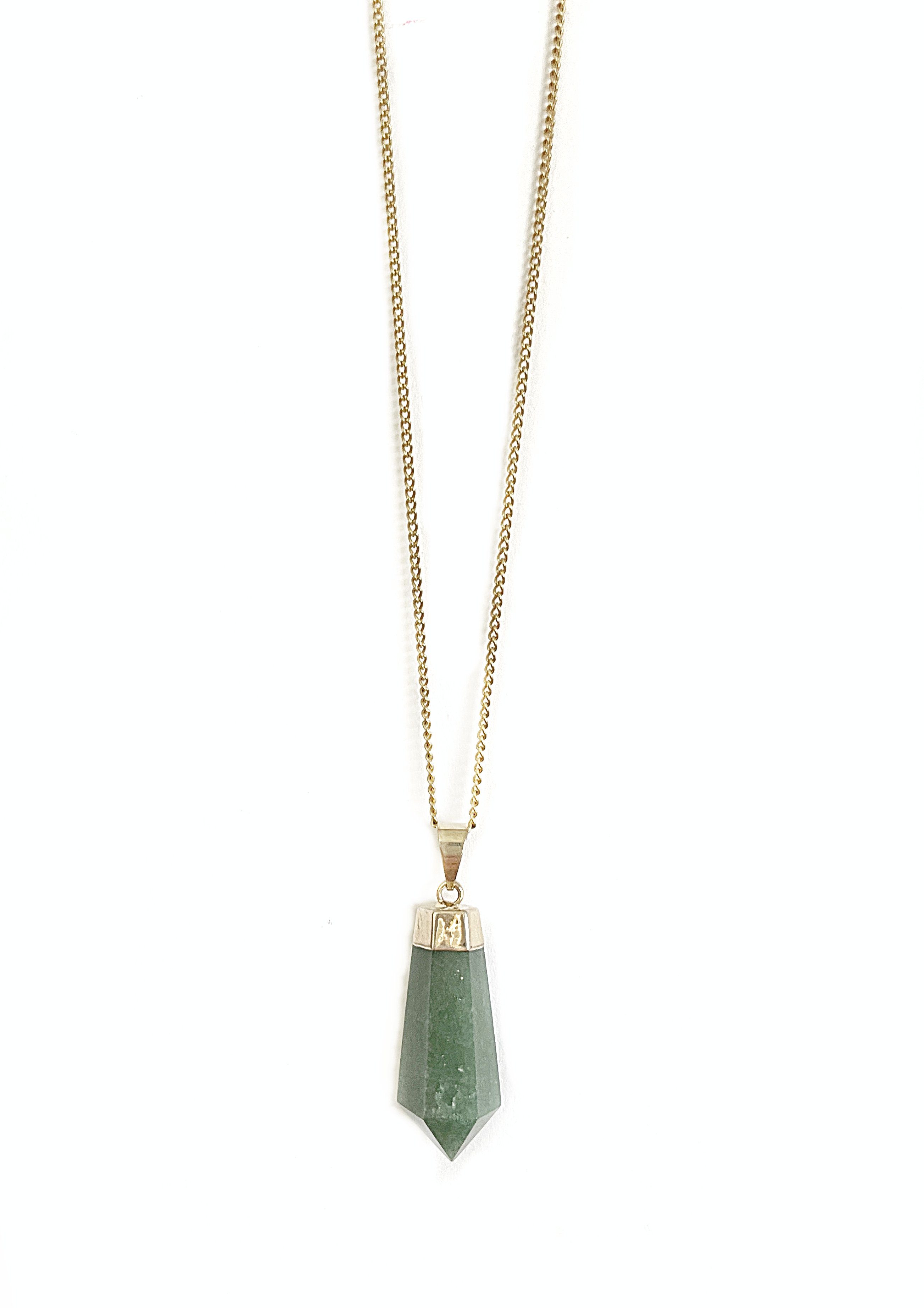 Crystal and Sage Jewelry Kette mit Anhänger Aventurin Halskette vergoldet | Lange Ketten