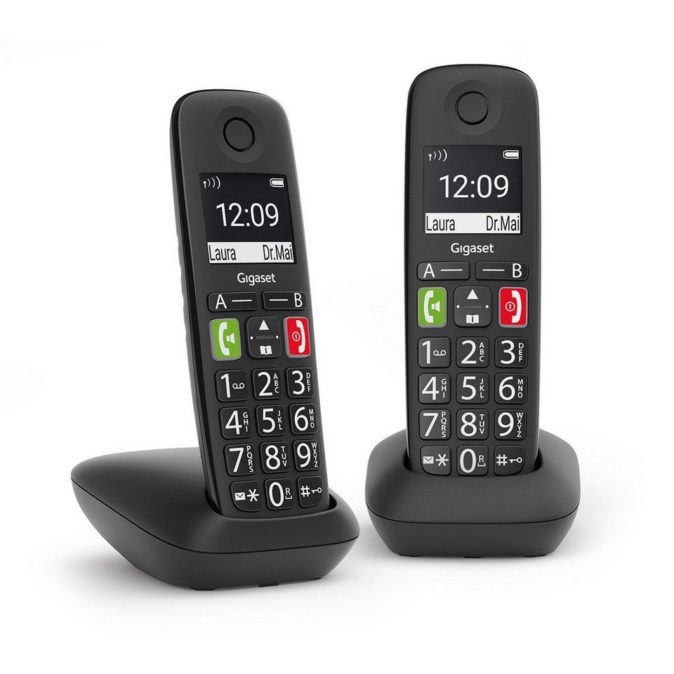 Gigaset E290 Duo Festnetztelefon, Großes, kontrastreiches 5,1 cm (2 Zoll)  schwarz-weiß Display