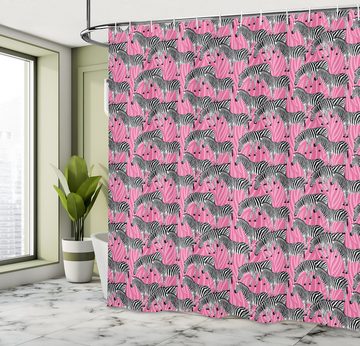 Abakuhaus Duschvorhang Moderner Digitaldruck mit 12 Haken auf Stoff Wasser Resistent Breite 175 cm, Höhe 180 cm, rosa Zebra Wilde Tiere Pastell