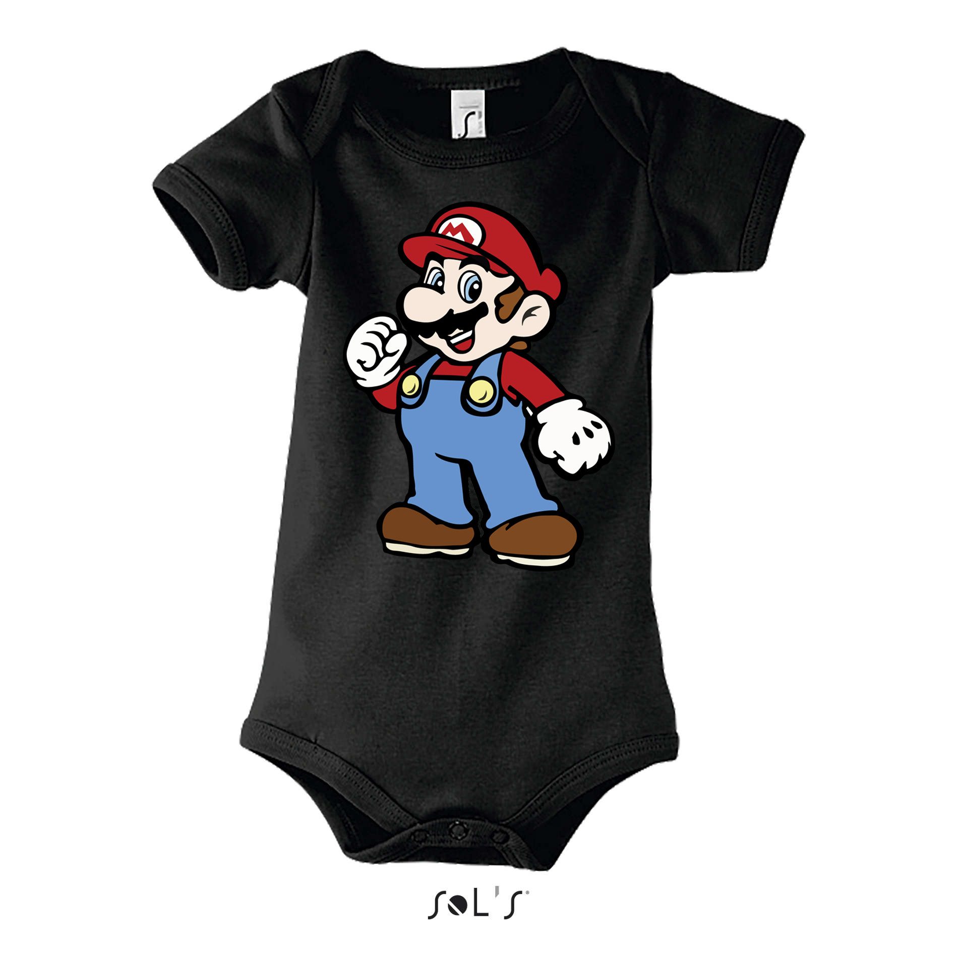 Blondie & Brownie Strampler Baby Body Retro mario Held Cartoon Abenteuer Print für Babys (Einzelartikel, Einzelartikel) Retro Klempner Abenteuer Babybody Fun