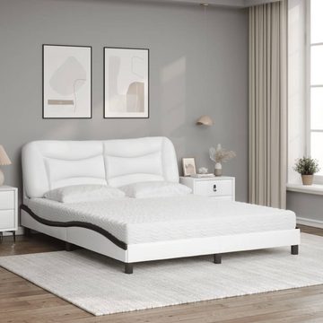 vidaXL Bett Bett mit Matratze Weiß und Schwarz 160x200 cm Kunstleder