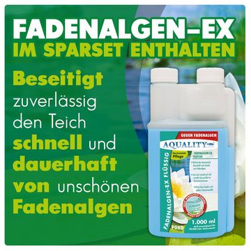 AQUALITY Gartenpflege-Set Algenvernichter Komplett-Sparset für Gartenteiche, Befreit den Gartenteich schnell und dauerhaft von unschönen Algen