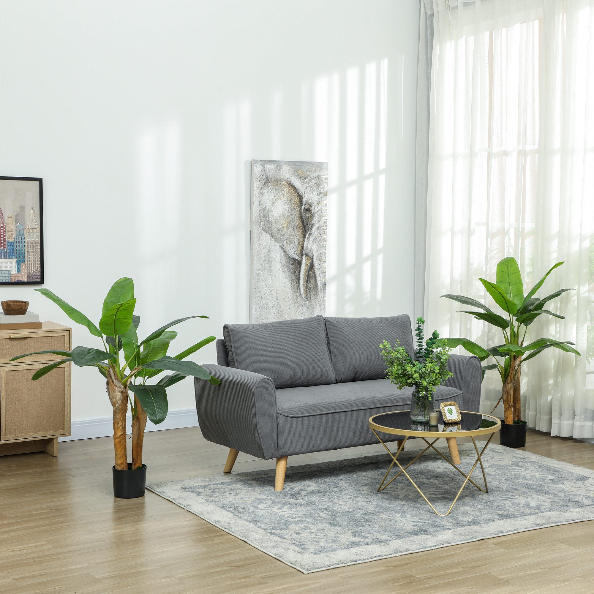 Kunstpflanze 2er Set wie echt mit Topf, Kunstmoos, Kunstgras Bananenbaum, H günstig online kaufen