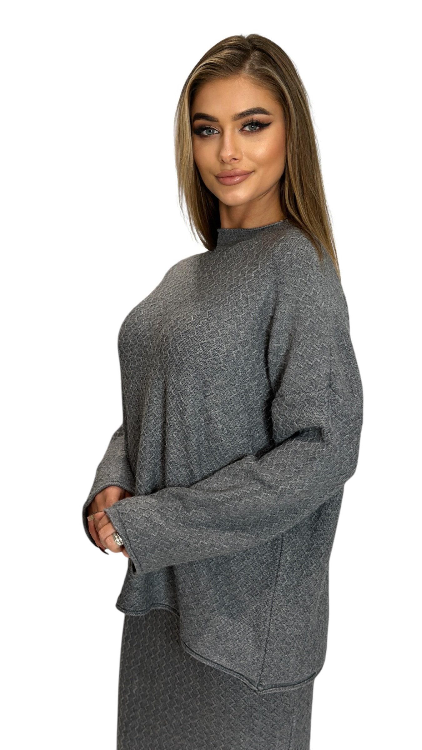 Mississhop Strickkleid Strickset Strickanzug Rock Pullover günstig online kaufen