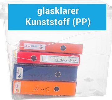 Centi Aufbewahrungsbox Kisten Aufbewahrung mit Deckel, Rollen, Clip-Griffen (Set, 4 St., 80 Liter, Höhe 45 cm x Länge 54 cm x Breite 40 cm), mit integrierter Lüftungsklappe im Deckel