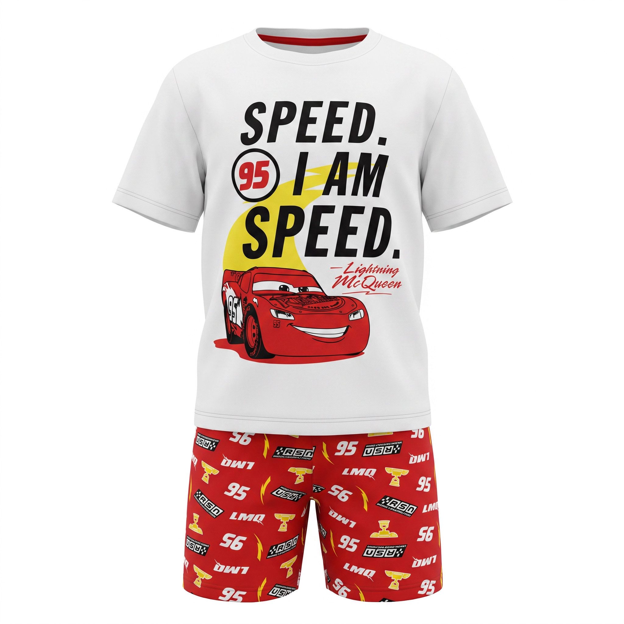 Disney Schlafanzug Disney Cars 3 Lightning McQueen Jungen Schlafanzug kurz – Pyjama Gr. 98 bis 128 - 100% Baumwolle