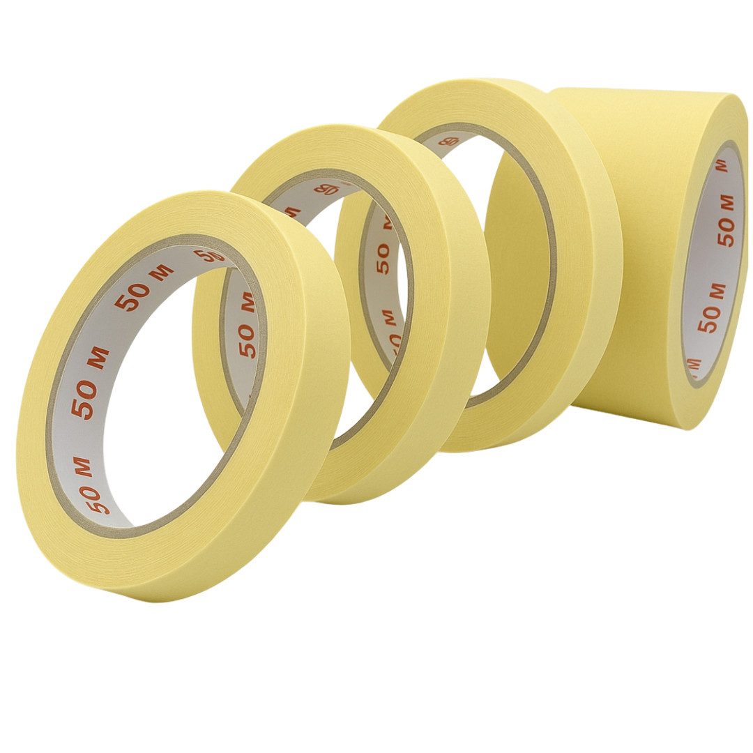 RACEL Kreppband Kreppband Malerkrepp 3 Rollen Abdeckband 18‑48 mm 25‑50 m Gelb (Packung) Rückstandsfrei, vielseitig