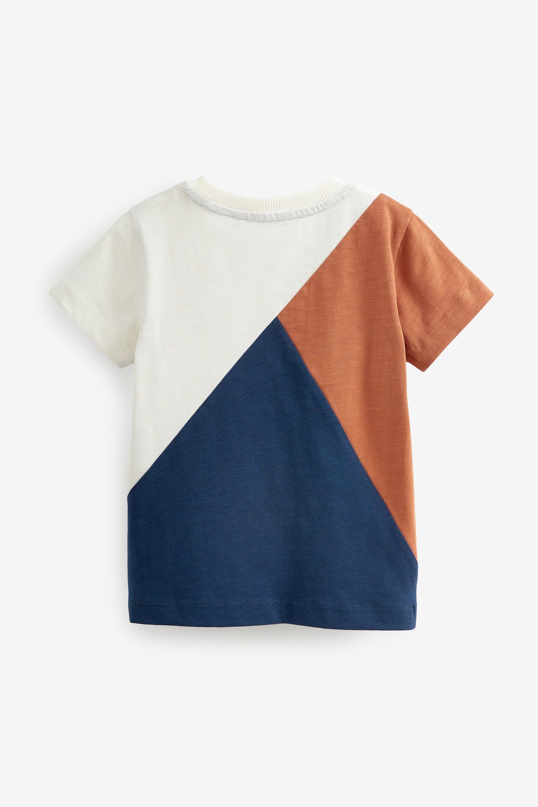 in Navy T-Shirt Next Brown & Colourblock-Optik T-Shirt (1-tlg) Rust