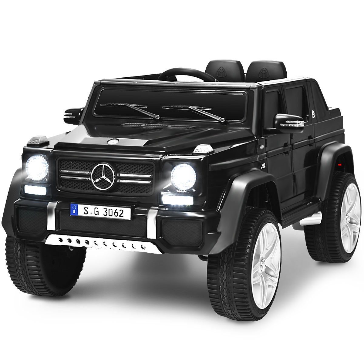 COSTWAY Elektro-Kinderauto Mercedes Benz, mit Musik & LED, 2,5-5,5km/h Schwarz