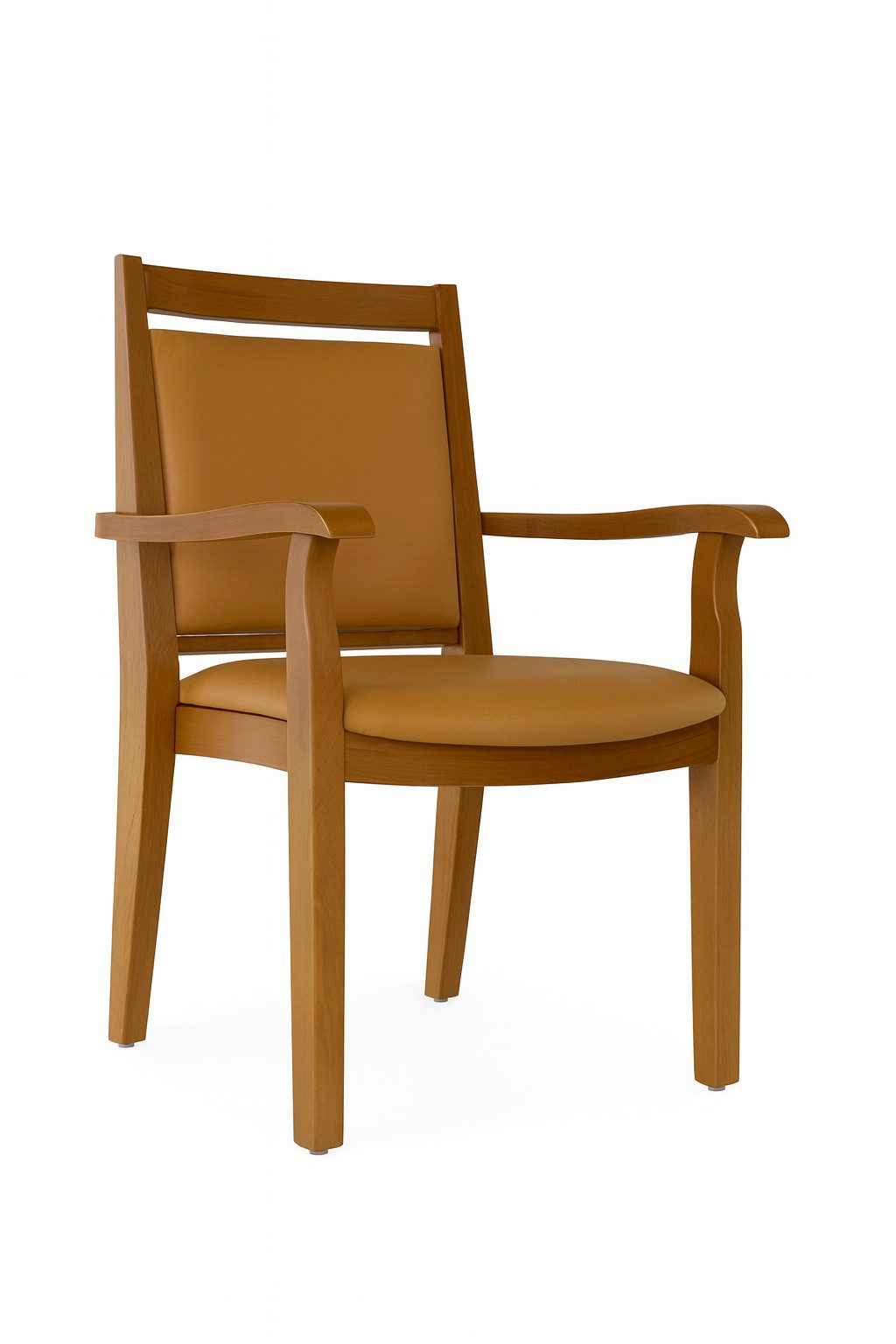 einrichtungsdesign24 Armlehnstuhl André Rustikal – Ideal für Senioren und der Pflege in Tagesbetreuung, komfortabel, gepolstert, Massivholzgestell, Armlehnen