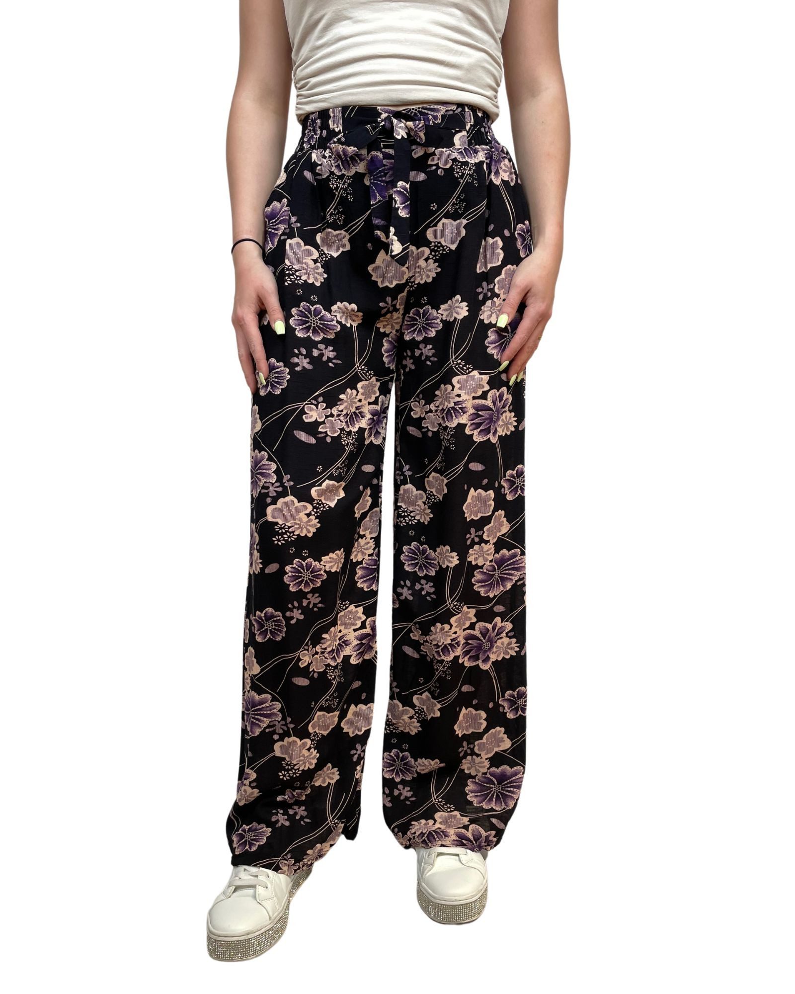 ITALY VIBES Stoffhose PRISCA - lockere Stoffhose - weite Damenhose mit Print ONE SIZE passt hier Gr. S-XL