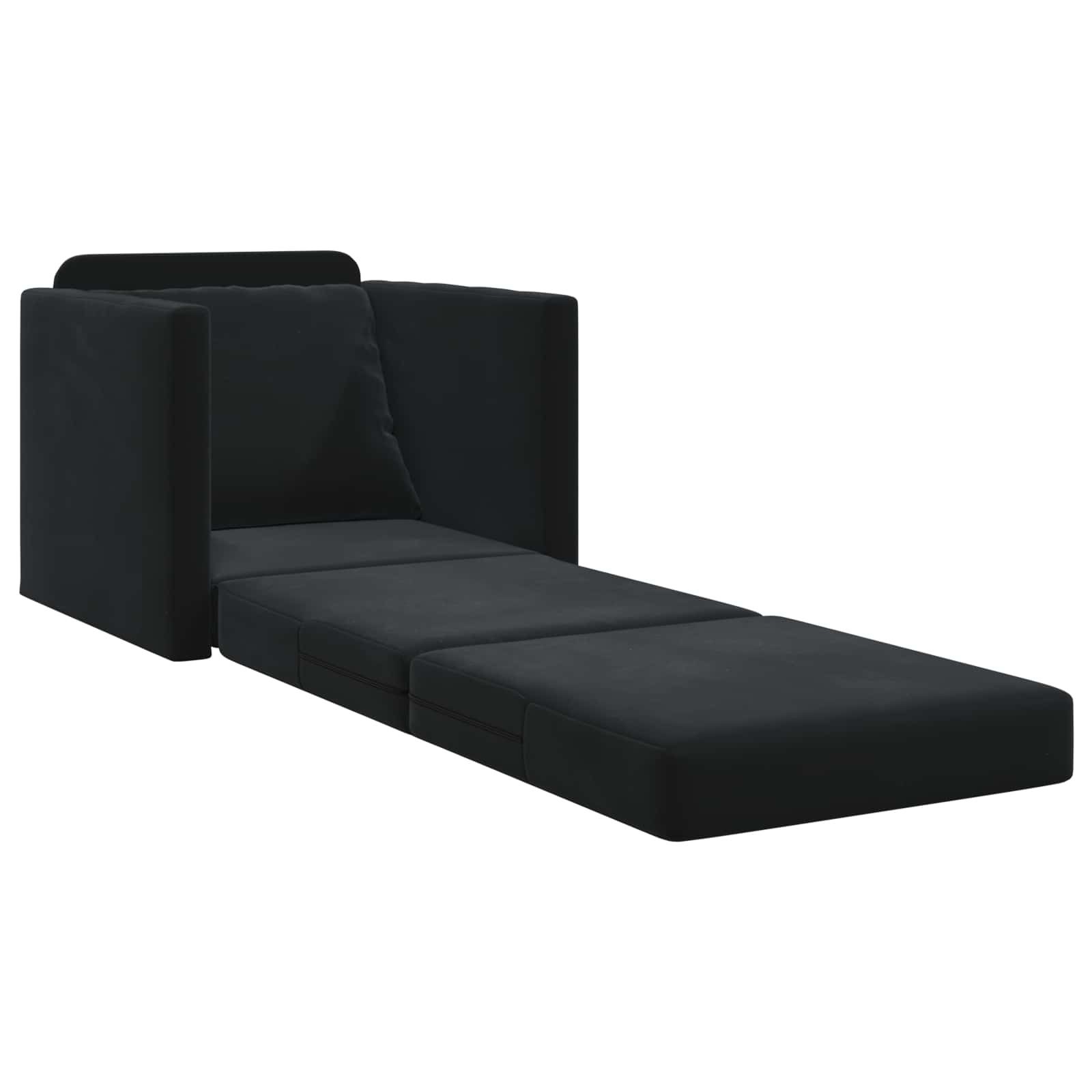 vidaXL Sofa Schlafsofa Schwarz 74 x 77 x 81 cm Samt, 1 Teile – Bild 3 von 5