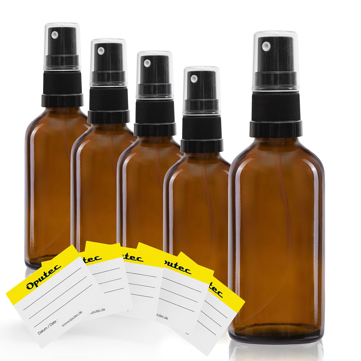 Oputec Sprühflasche 5 x 30ml Braunglas-Sprühflaschen mit feinem Zerstäuber-Sprühkopf, (Sparset, 5 x 30ml)