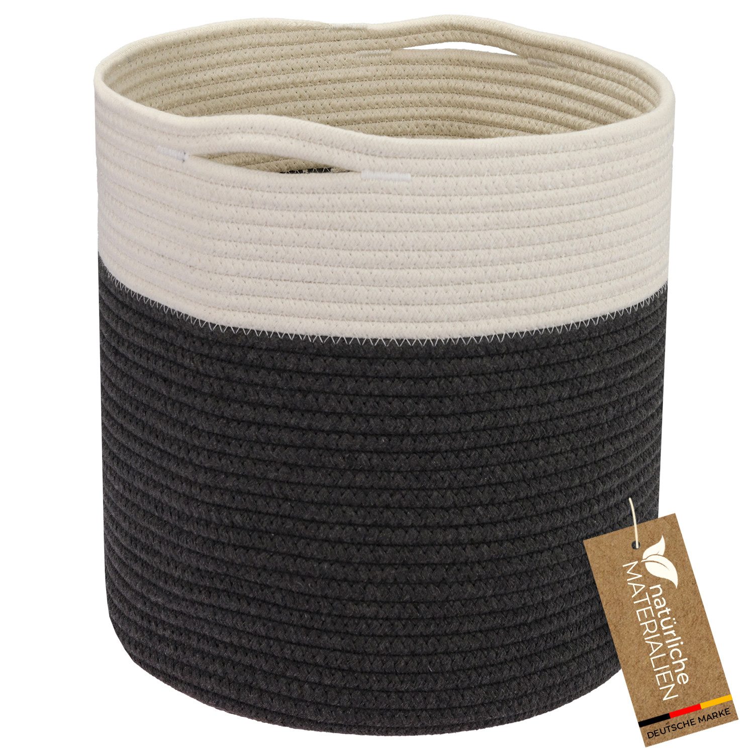 HMF Aufbewahrungskorb Aufbewahrungskorb mit versteckten Griffen, runder Korb passend für Kallax, 31 x 31 cm, Weiß-Grau