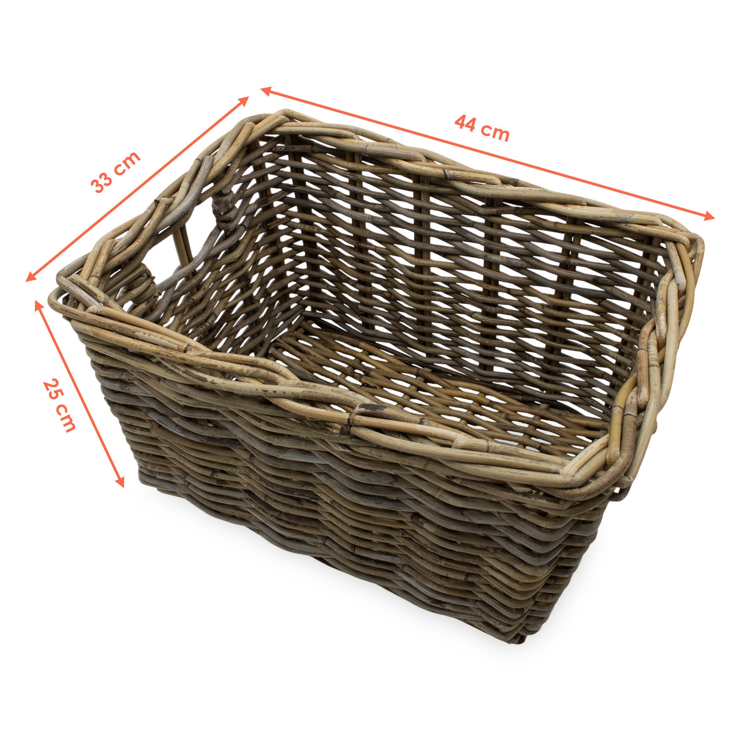 Spetebo Aufbewahrungskorb Rattan Aufbewahrungkorb rechteckig shabby grau (A günstig online kaufen