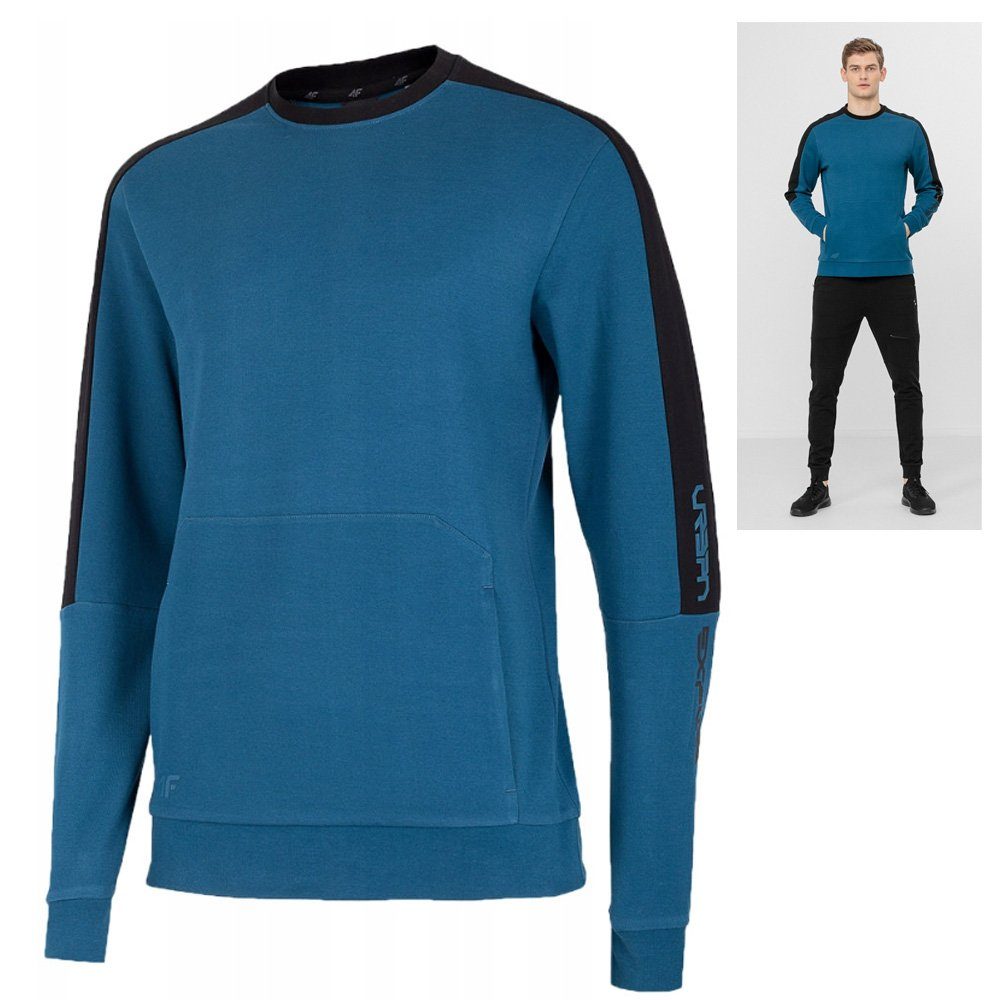 4F Langarmshirt 4F - Herren Sweatshirt mit Kängurutasche dicker Pullover, blau | Shirts