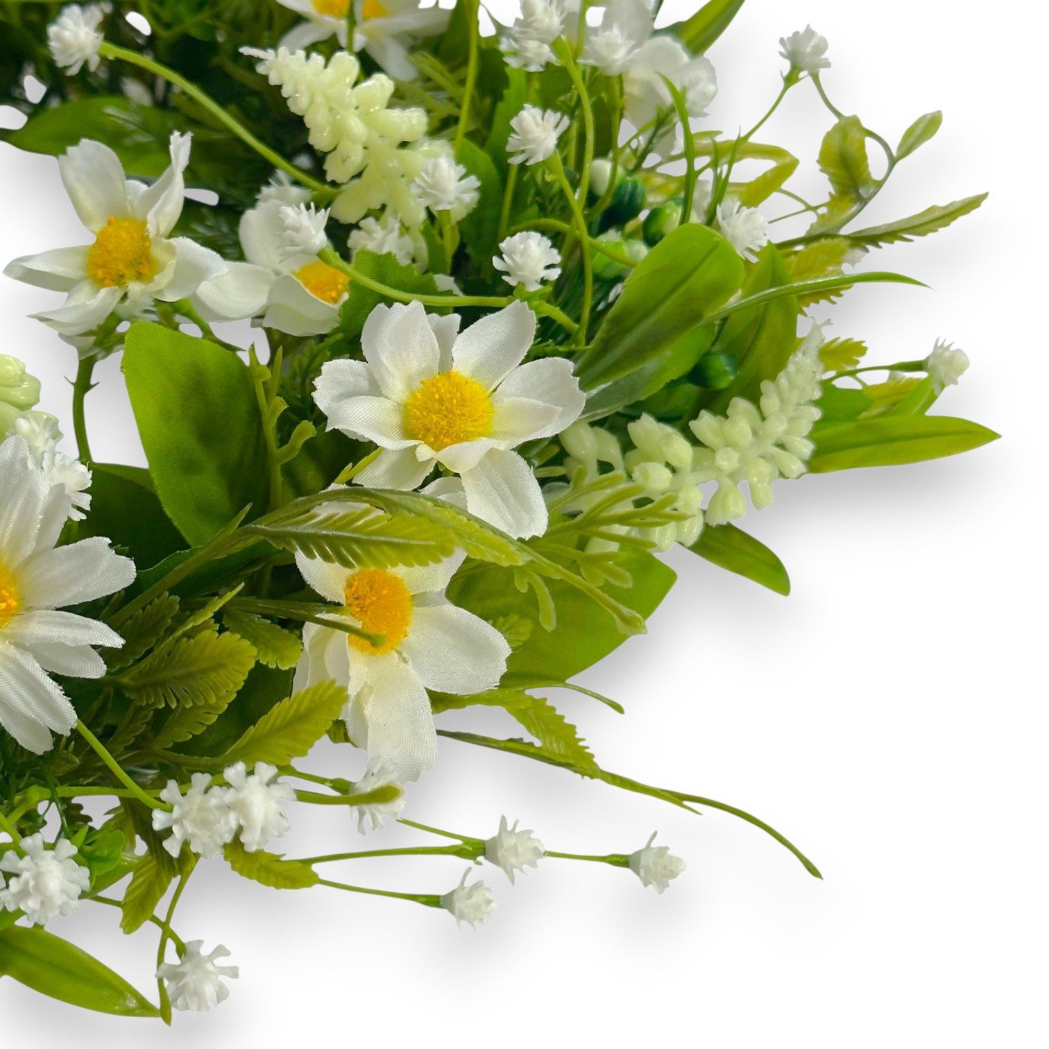 Kunstkranz Künstlicher Blumenkranz Margerite-Hyazinthe Ø35cm. Türkranz Deko CREME, naninoa GmbH