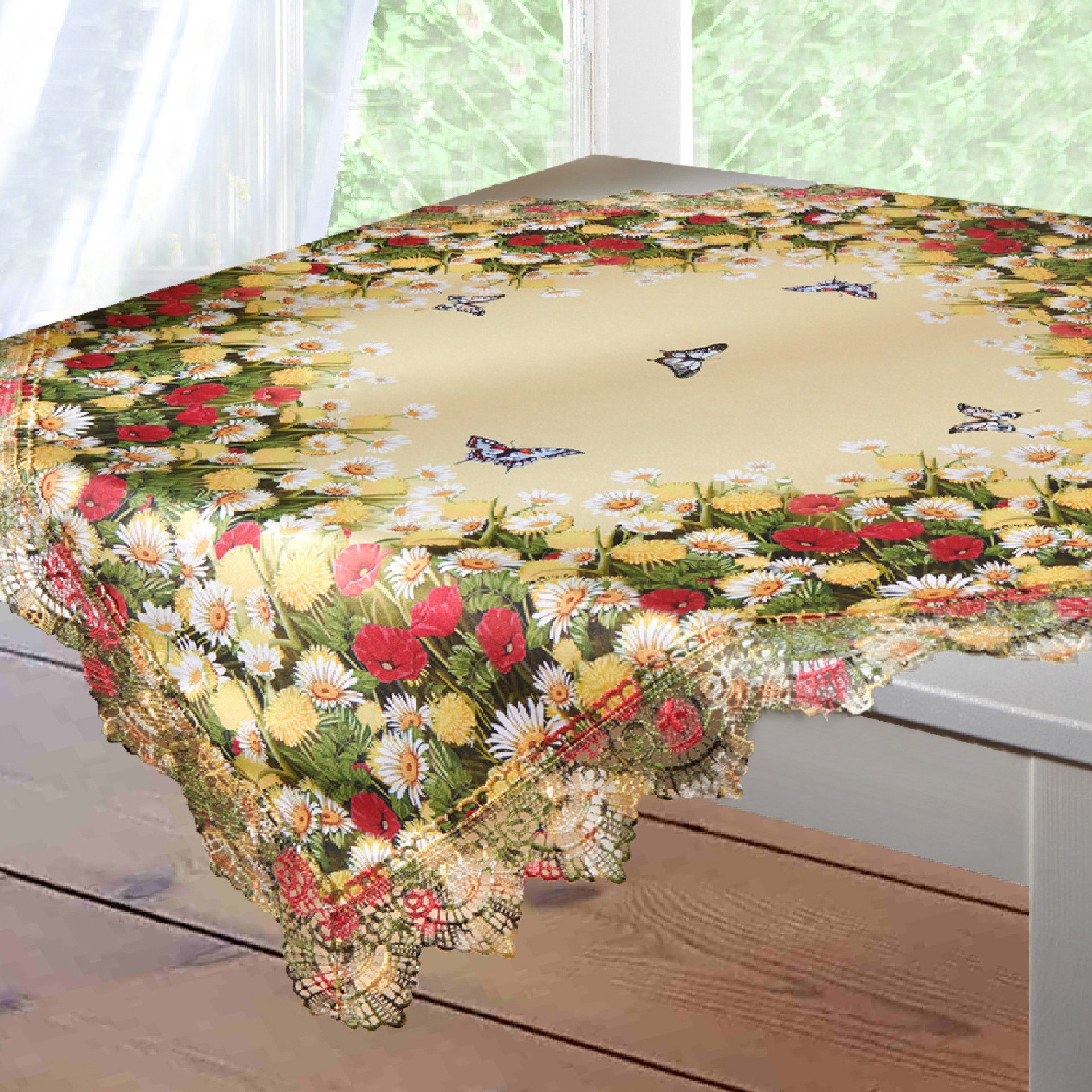 Delindo Lifestyle Mitteldecke Tischdecke Sommerblumen 85x85 cm (1-tlg), bed günstig online kaufen