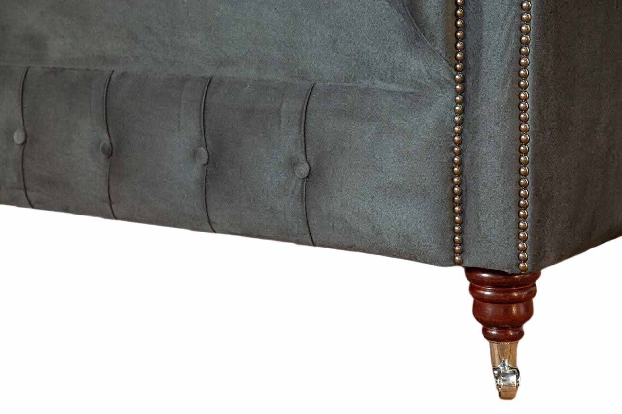 JVmoebel Sofa Graublaue Chesterfield Textil Luxus, Made Sofa Design Europe Sofa In Sitzer 2 Polster