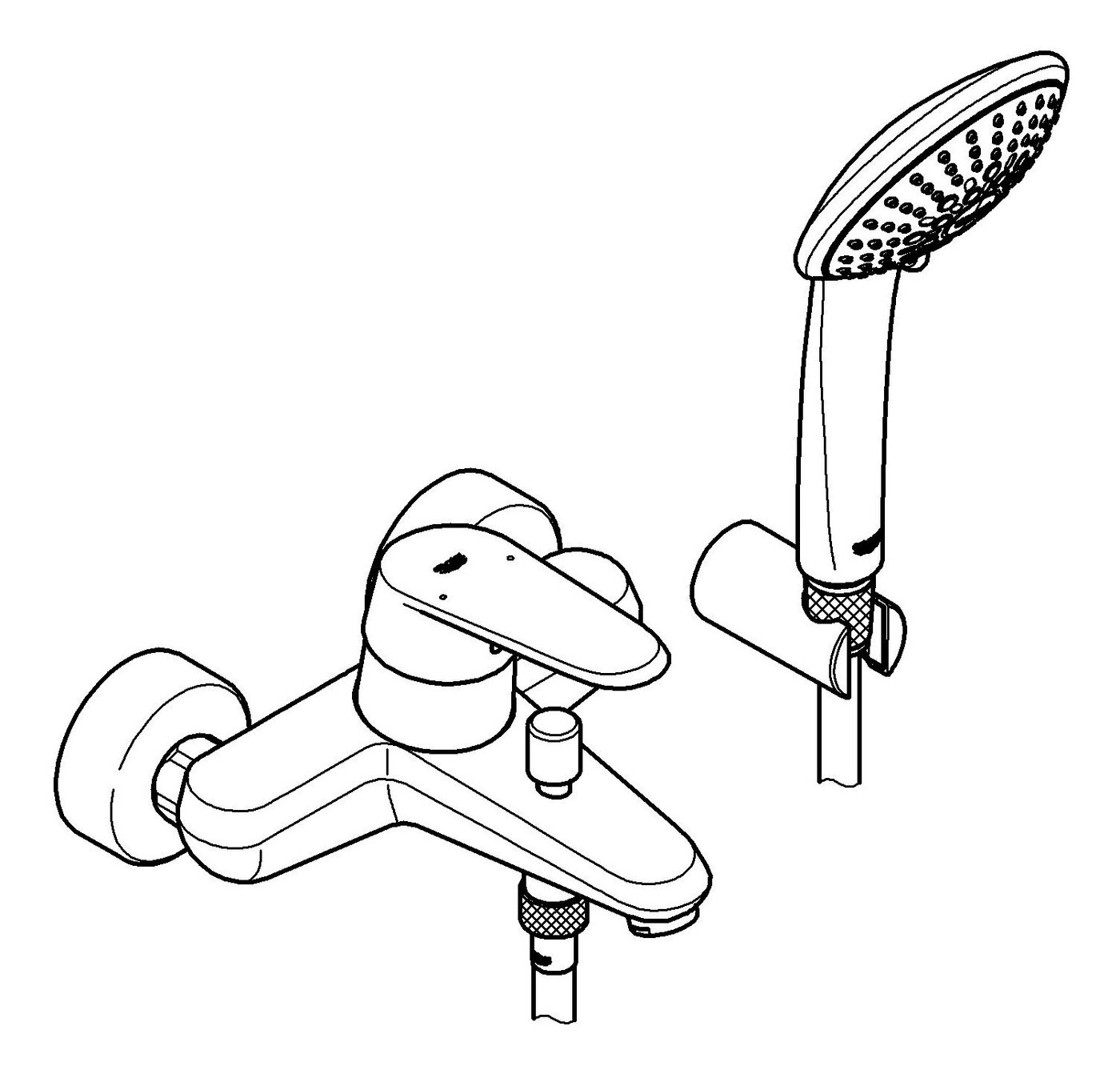 Thumbnail - Grohe Badarmatur Eurodisc Cosmopolitan Einhand-Wannenbatterie mit Brausegarnitur - Chrom