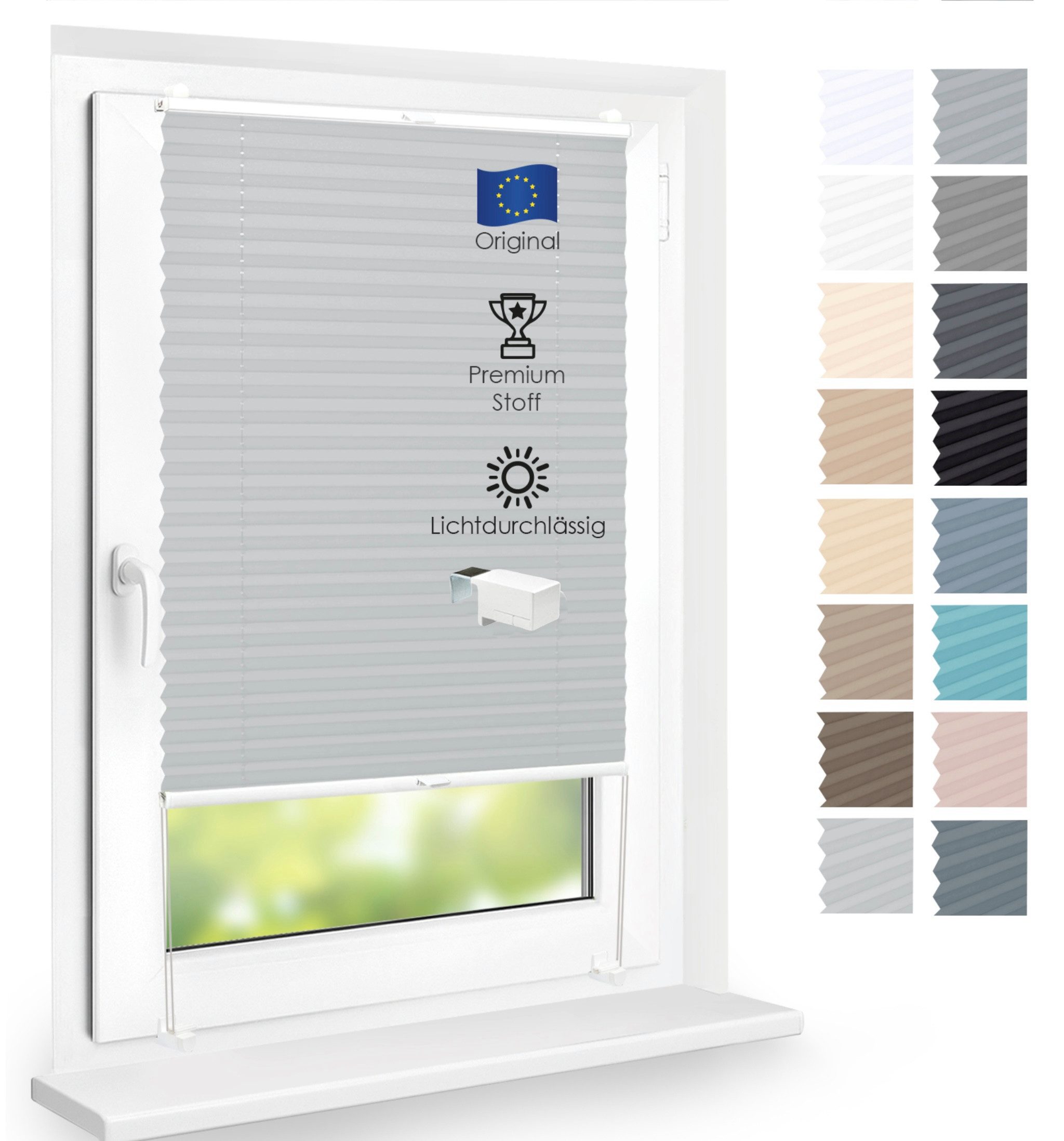 DomDeco Plissee Premium Plissee ohne Bohren, Sichtschutz, lichtdurchlässig, blickdicht, Klemmfix, Klemmfix, UV-beständig, modernes Design, stufenlos