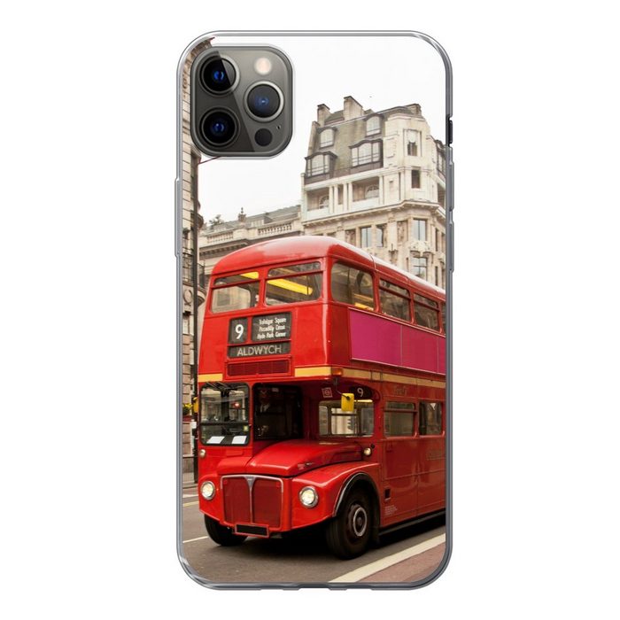 MuchoWow Handyhülle Ein roter Doppeldeckerbus in London Handyhülle Apple iPhone 13 Pro Max Smartphone-Bumper Print Handy