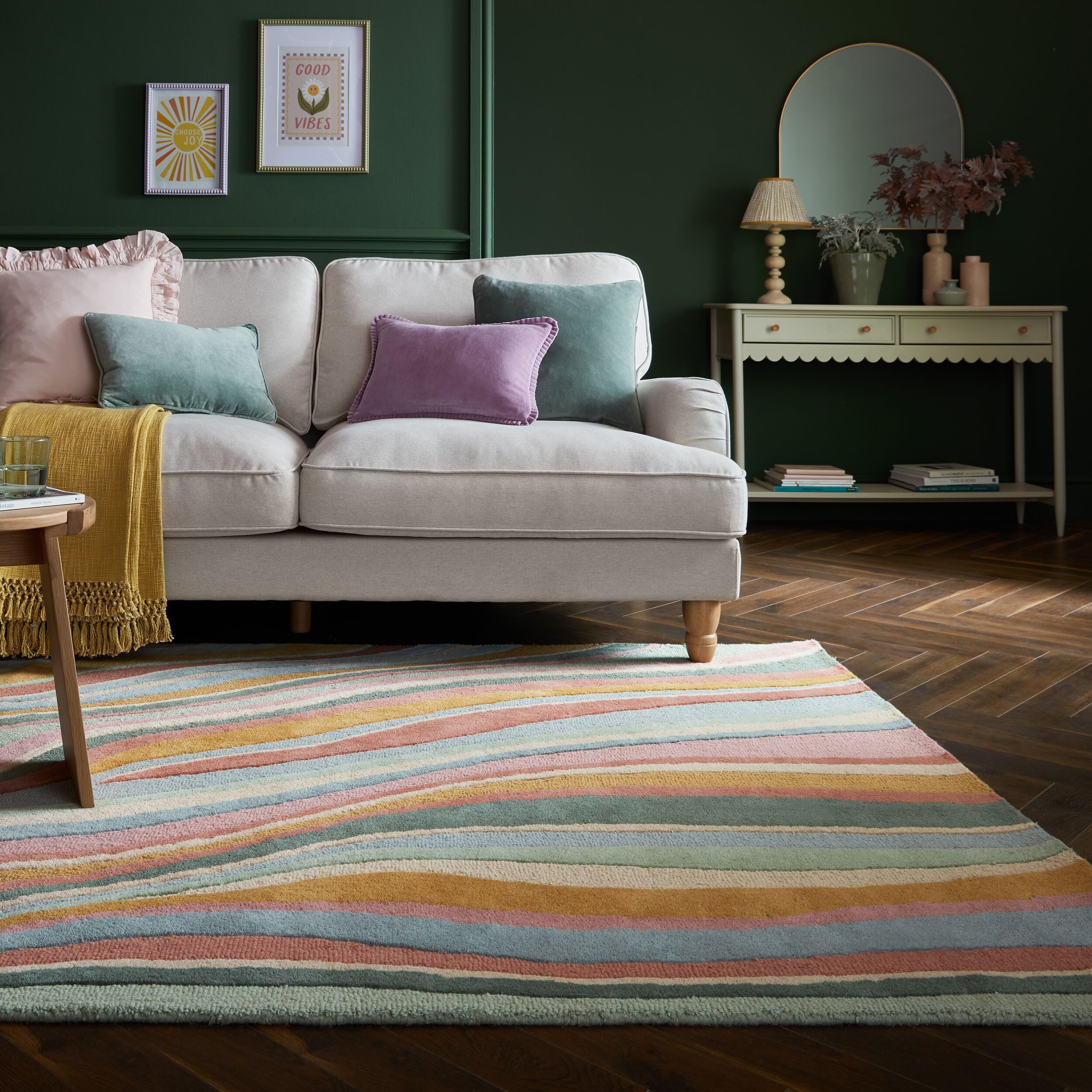 FLAIR RUGS Wollteppich Abstract Flow handgetuftet, rechteckig, Höhe: 10 mm, Wolle, Teppich, Wohnzimmer, Schlafzimmer, Esszimmer