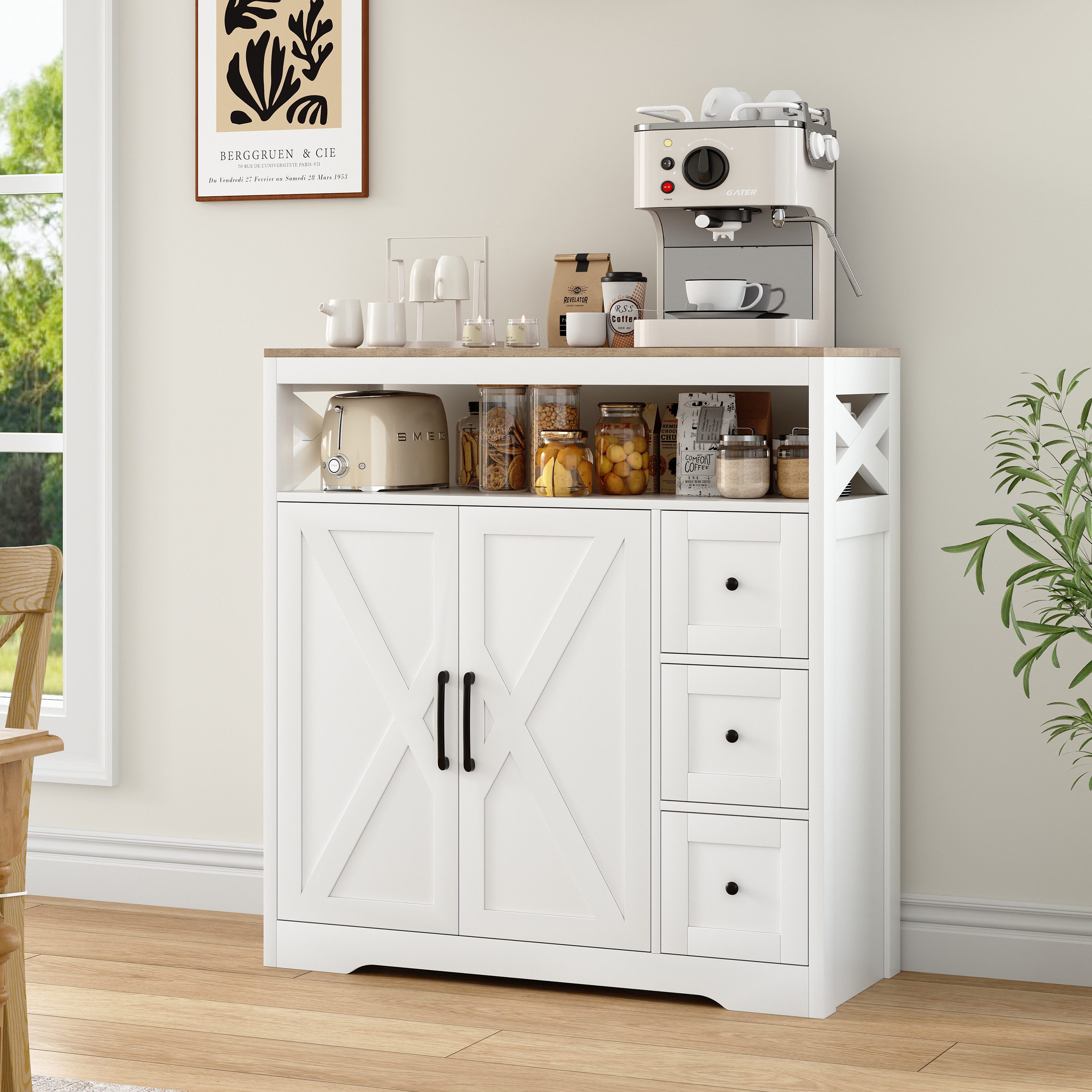 Furnishings Home Sideboard Buffetschrank Anrichte Schrank Modernes Breite 120 cm (1 St., Küchenmöbel, 100 x 40 x 105 cm, Highboard), Geeignet für Esszimmer, Wohnzimmer, Küche