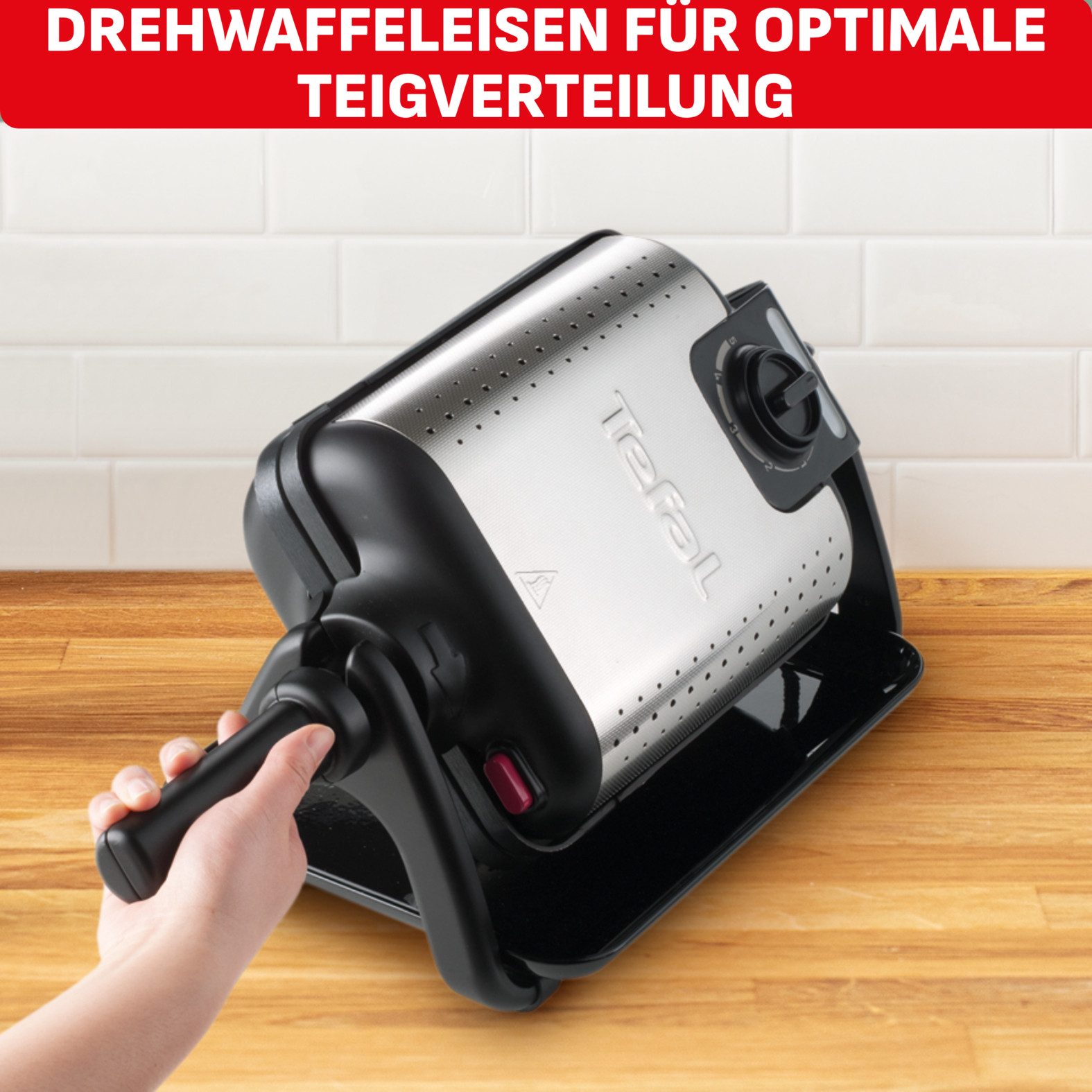 Tefal Waffeleisen WM756D Kingsize, 1200 W, für 2 belgische Waffeln, mit Dreh-Funktion, antihaftbeschichtet
