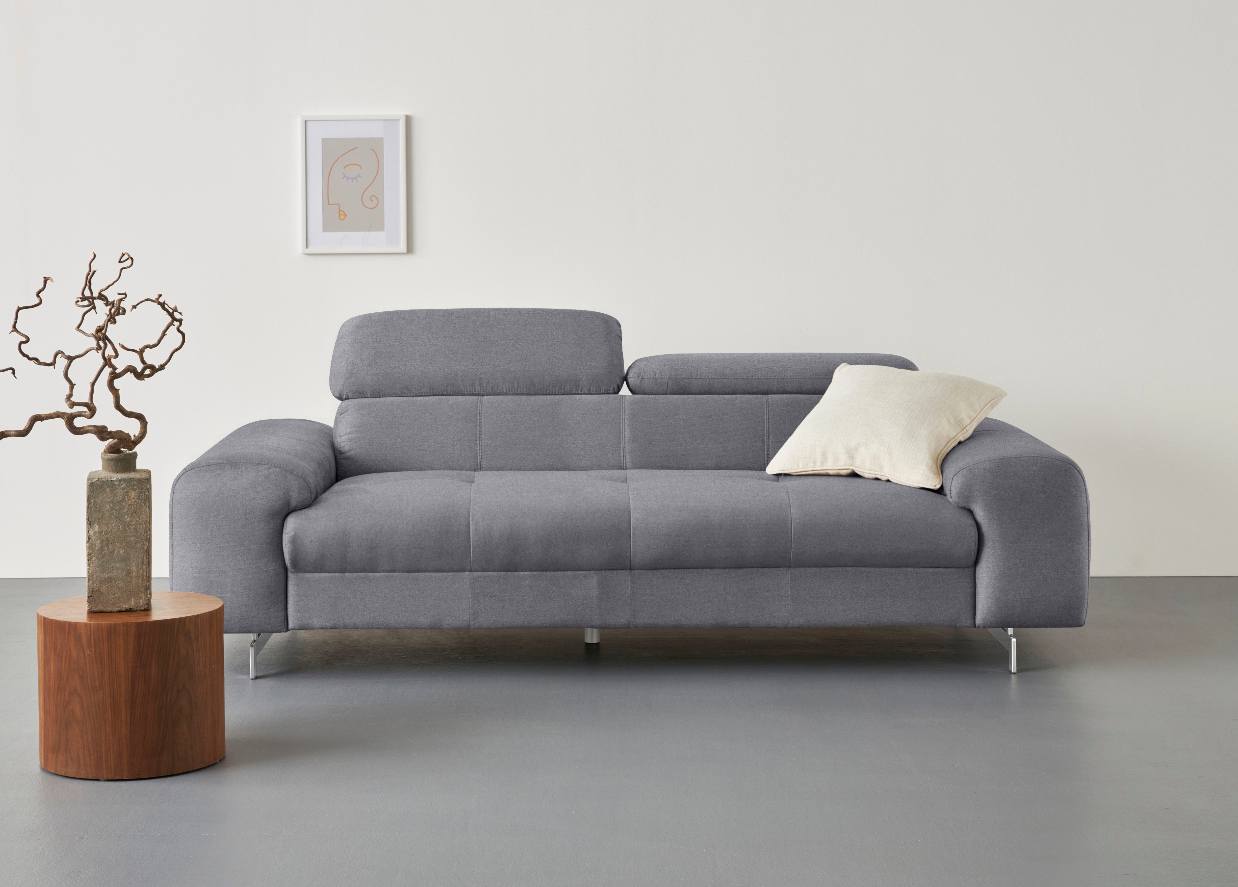 COTTA 3-Sitzer Chef, Big-Sofa mit Kopfteilverstellung, edle Metallkufen