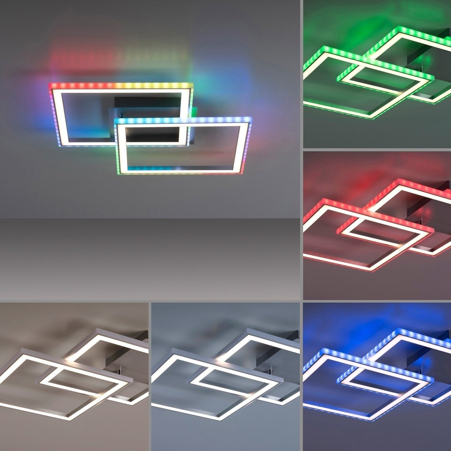 Leuchten Direkt Deckenleuchte FELIX60, LED Metall warmweiß fest kaltweiß, silbergrau LED, RGB-Rainbow, über CCT dimmbar, aus inkl., in Fernbedienung, LED-Deckenleuchte - Infrarot - integriert