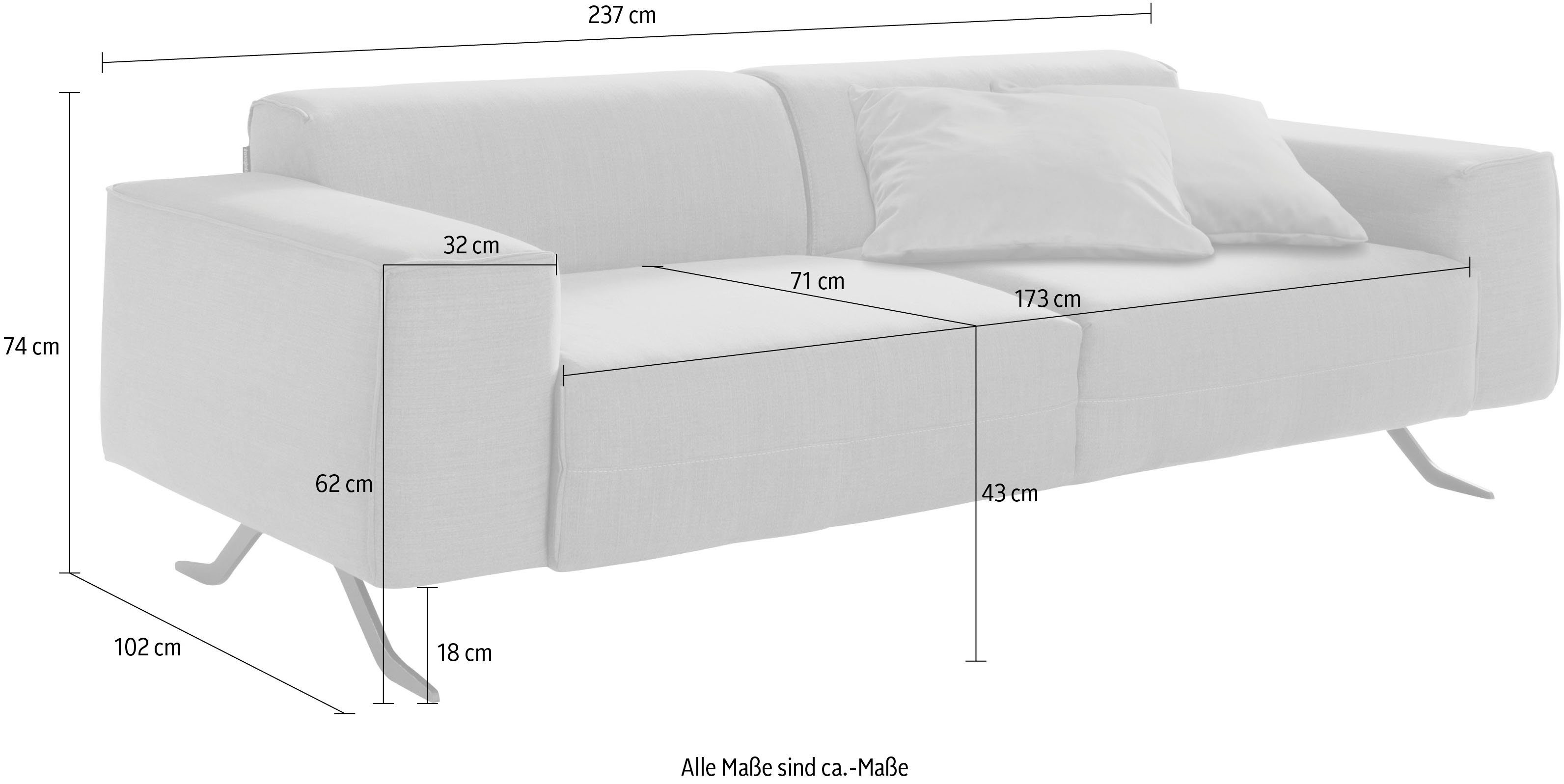 mit 3-Sitzer cm Beauty, designwerk Breite Füßen, eleganten 237