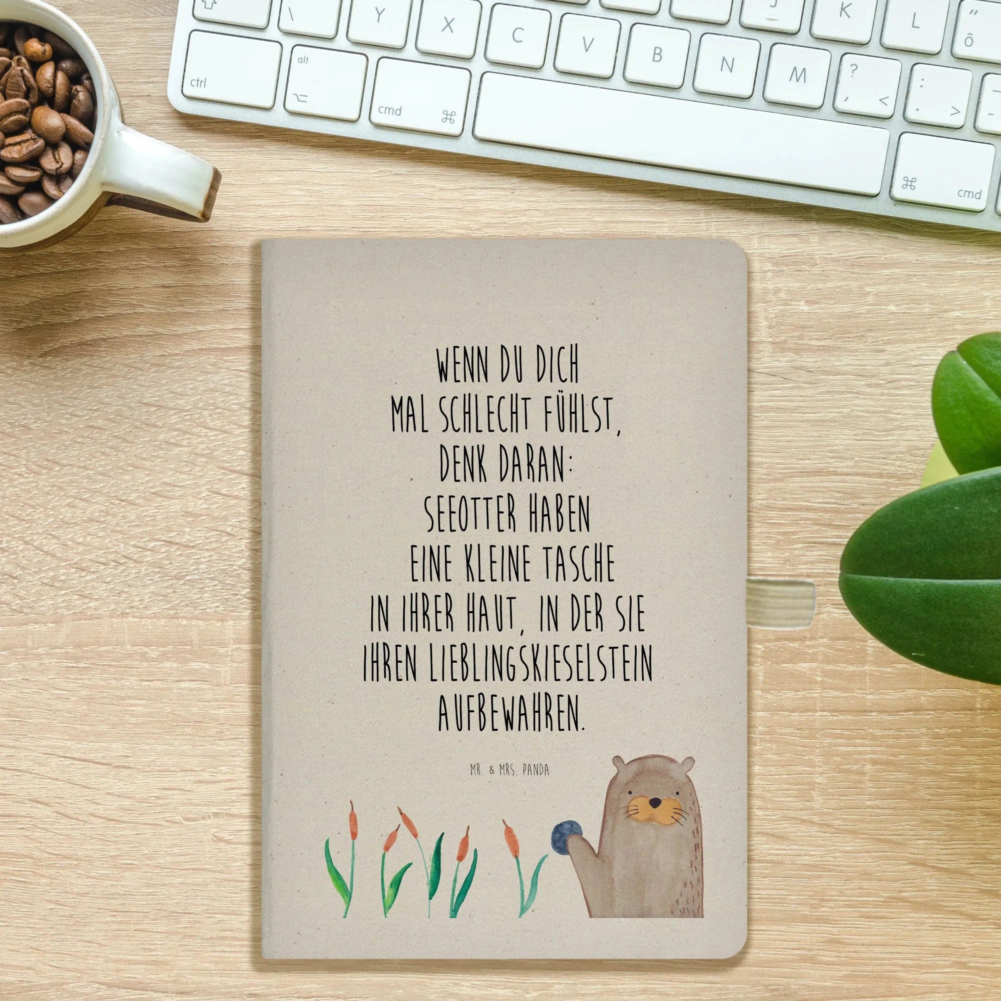 Thumbnail - Mr. & Mrs. Panda Notizbuch Otter Stein - Transparent - Geschenk, Notizbuch A5 Hardcover, A5 Noti Mr. & Mrs. Panda, Flexi...