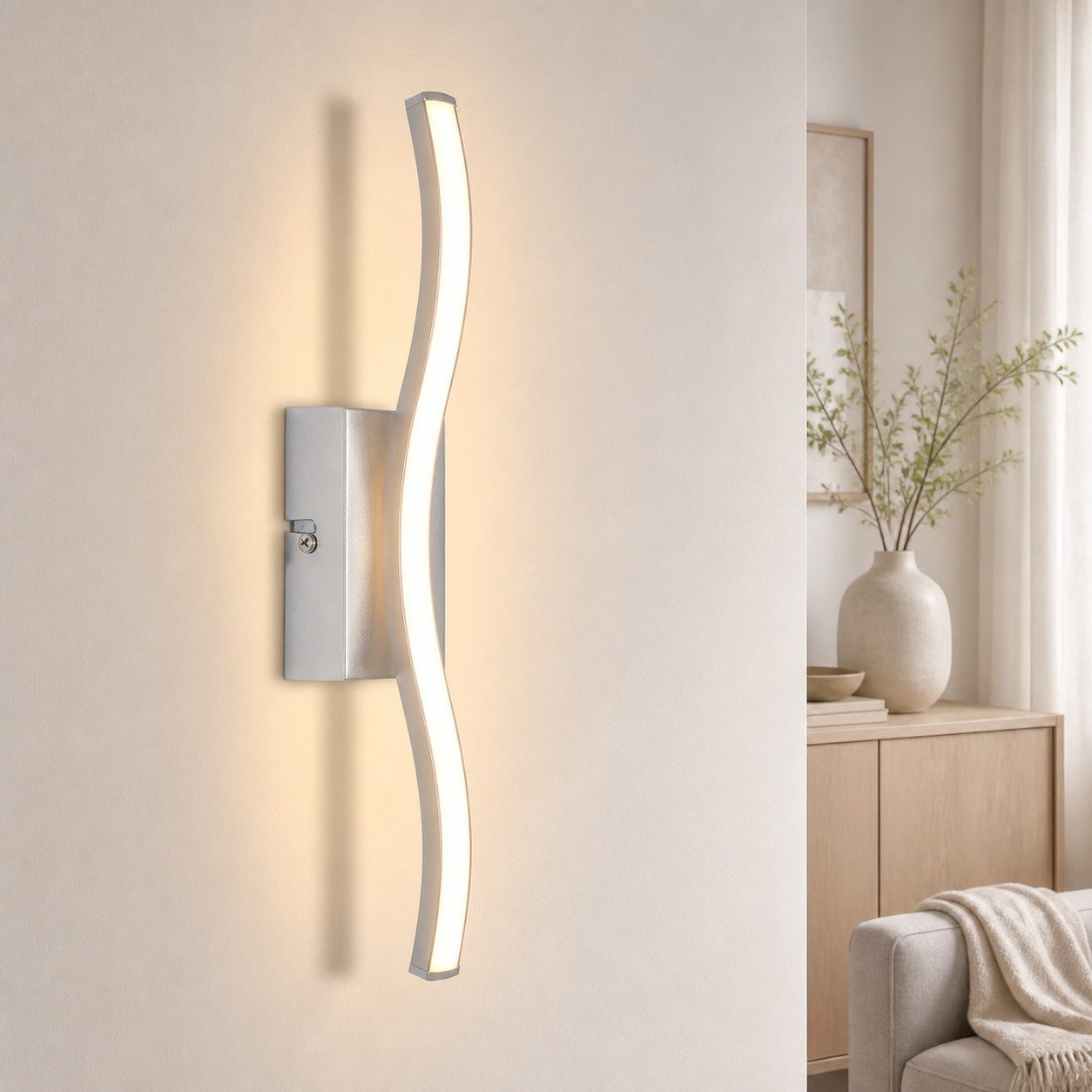 Nettlife LED Wandleuchte Innen Schwarz/Silber Modern 6W 3000K Flur Wandbeleuchtung Warmweiß, LED fest integriert, Warmweiß, Wandlicht für Wohnzimmer Schlafzimmer Küche