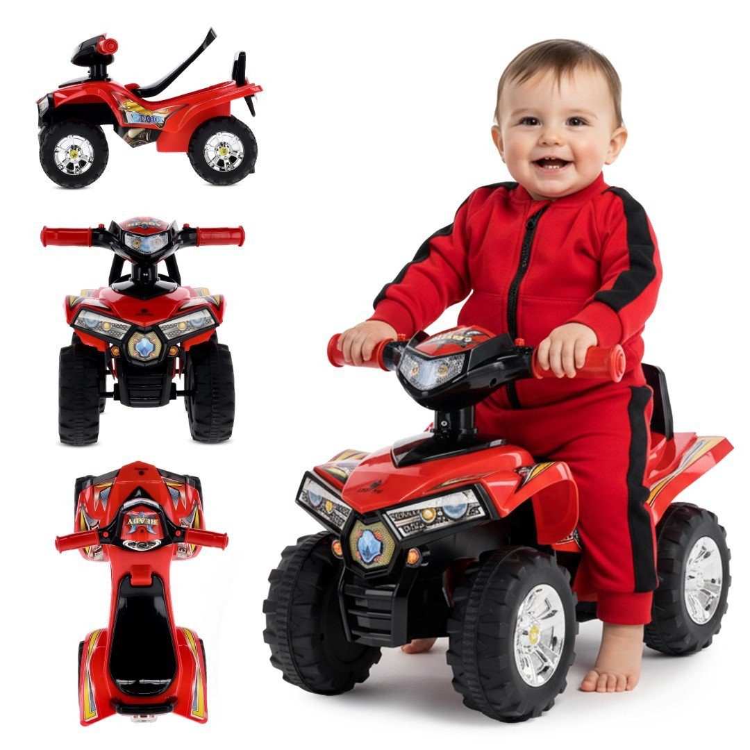 Sun Baby Rutscherauto Quad Lauflernfahrzeug rot Licht Sound Stauraum ab 12M bis 25 kg von Sun Baby