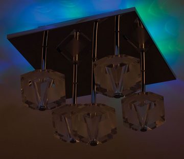 etc-shop LED Deckenleuchte, Leuchtmittel nicht inklusive, Deckenleuchte Wohnzimmerleuchte Deckenlampe Chrom Kristallglas, Chrom