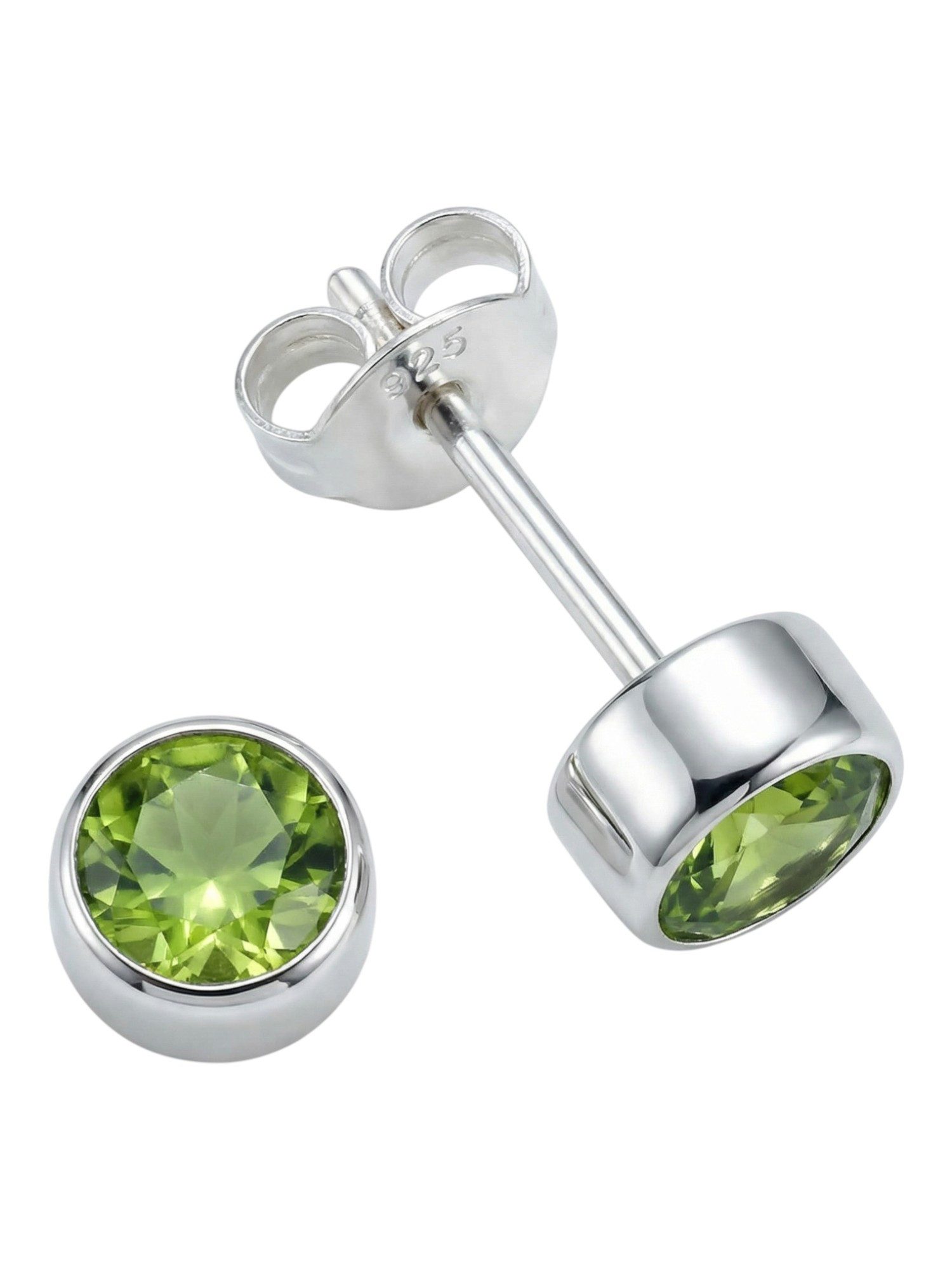 mantraroma Paar Ohrstecker SAMA rund klein aus 925 Silber mit Peridot (Paar günstig online kaufen