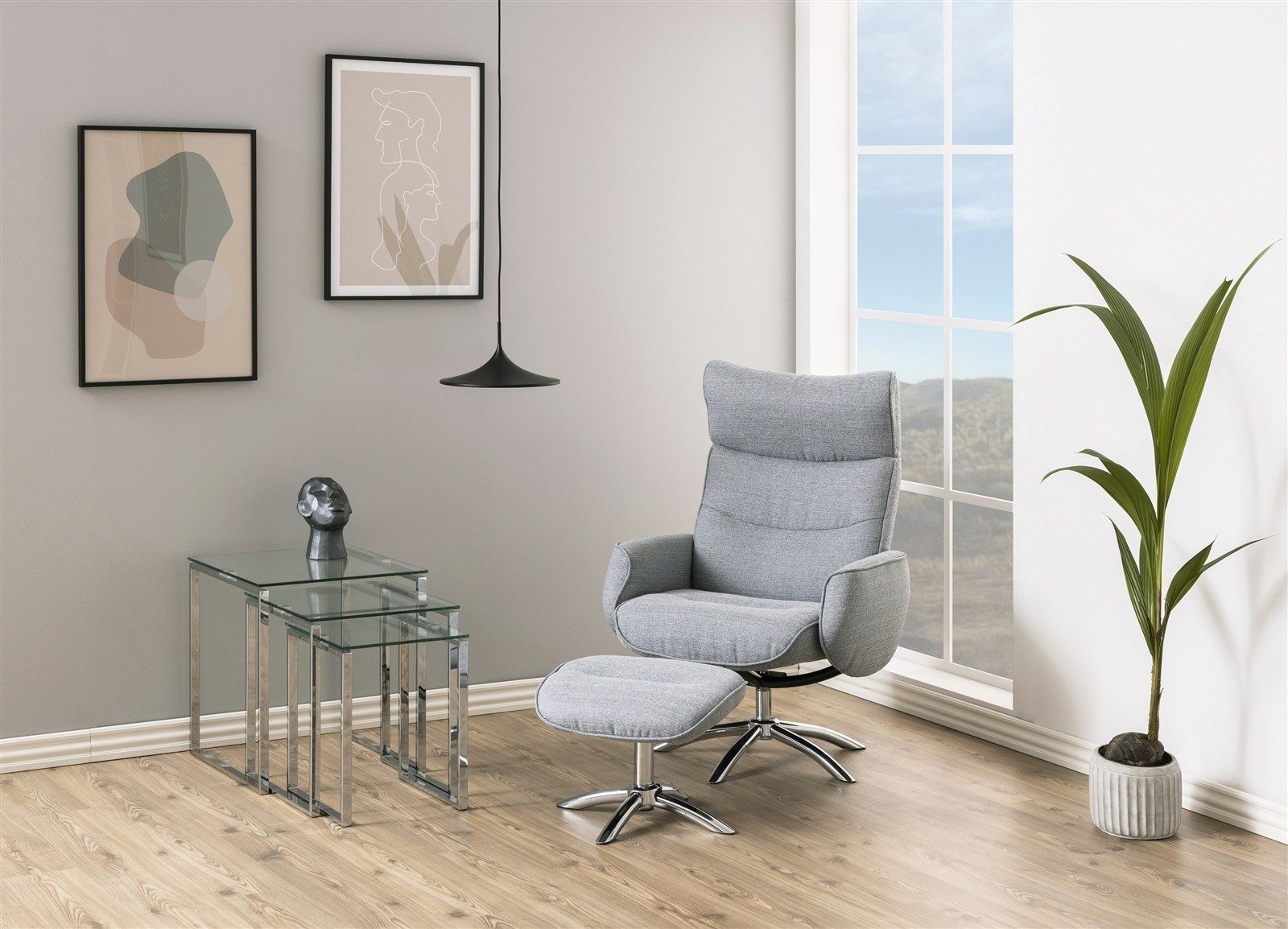 freiraum Satztisch Katrine (EInzelmaße: 50x50x55 cm, 43x43x50 cm, 36x36x45 cm), (3-teilig) in Klar, Glas - 50x55x50cm (BxHxT)