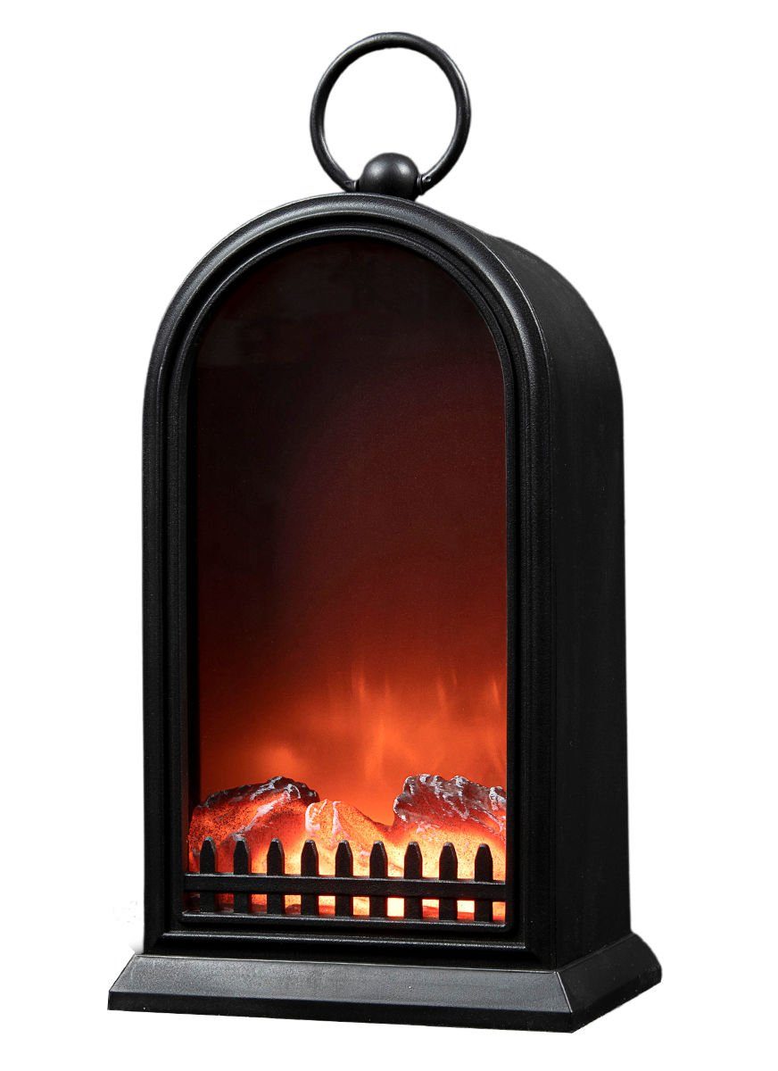 Spetebo Dekokamin LED Kamin schwarz mit Flammen Effekt - 25 cm