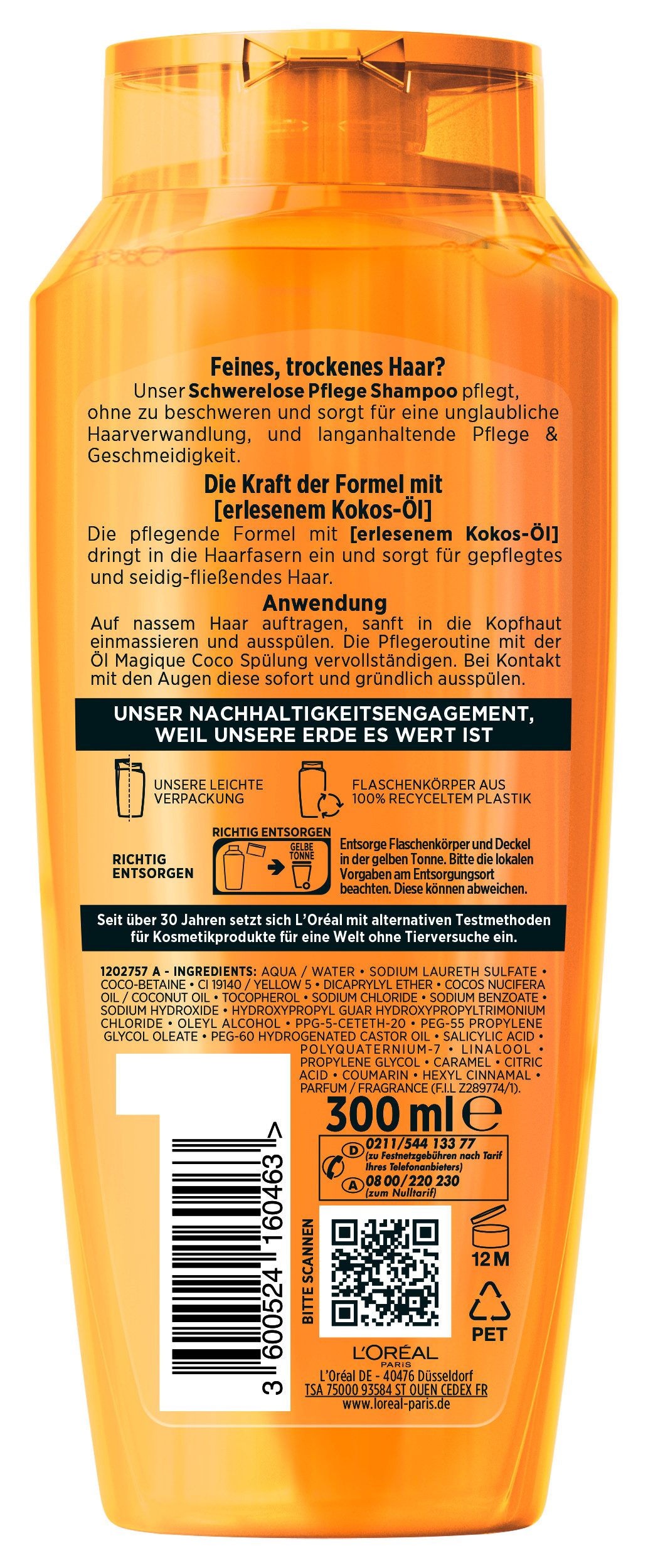 L'ORÉAL PARIS Haarshampoo L'Oréal Paris Elvital Öl Magique Coco Shampoo, Packung, 6-tlg., Erleichtert Kämmbarkeit, unglaubliche Leichtigkeit und Seidigkeit.