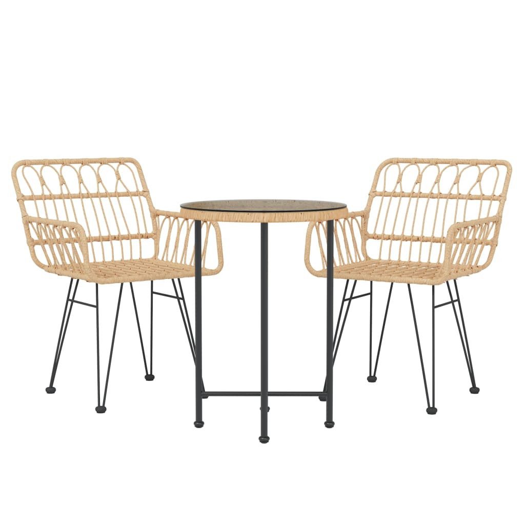 vidaXL Garten-Essgruppe 3-tlg. Garten-Essgruppe Poly Rattan, (3-tlg)