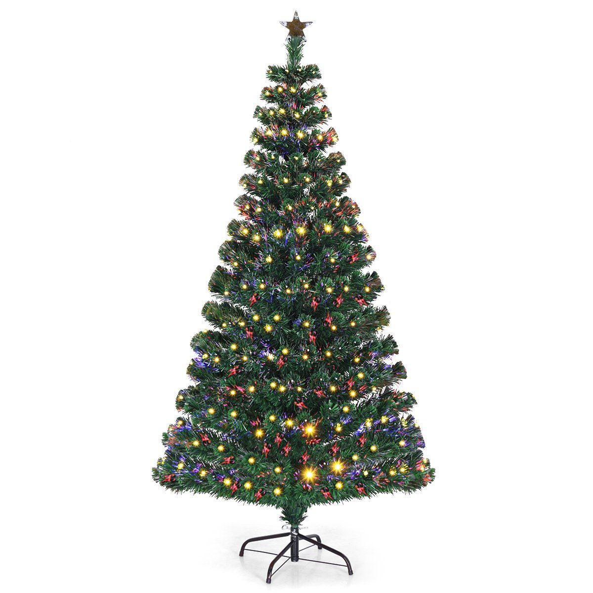 Nadeln 8 Weihnachtsbaum, Blink-Modi PVC Tannenbaum & COSTWAY Künstlicher LED