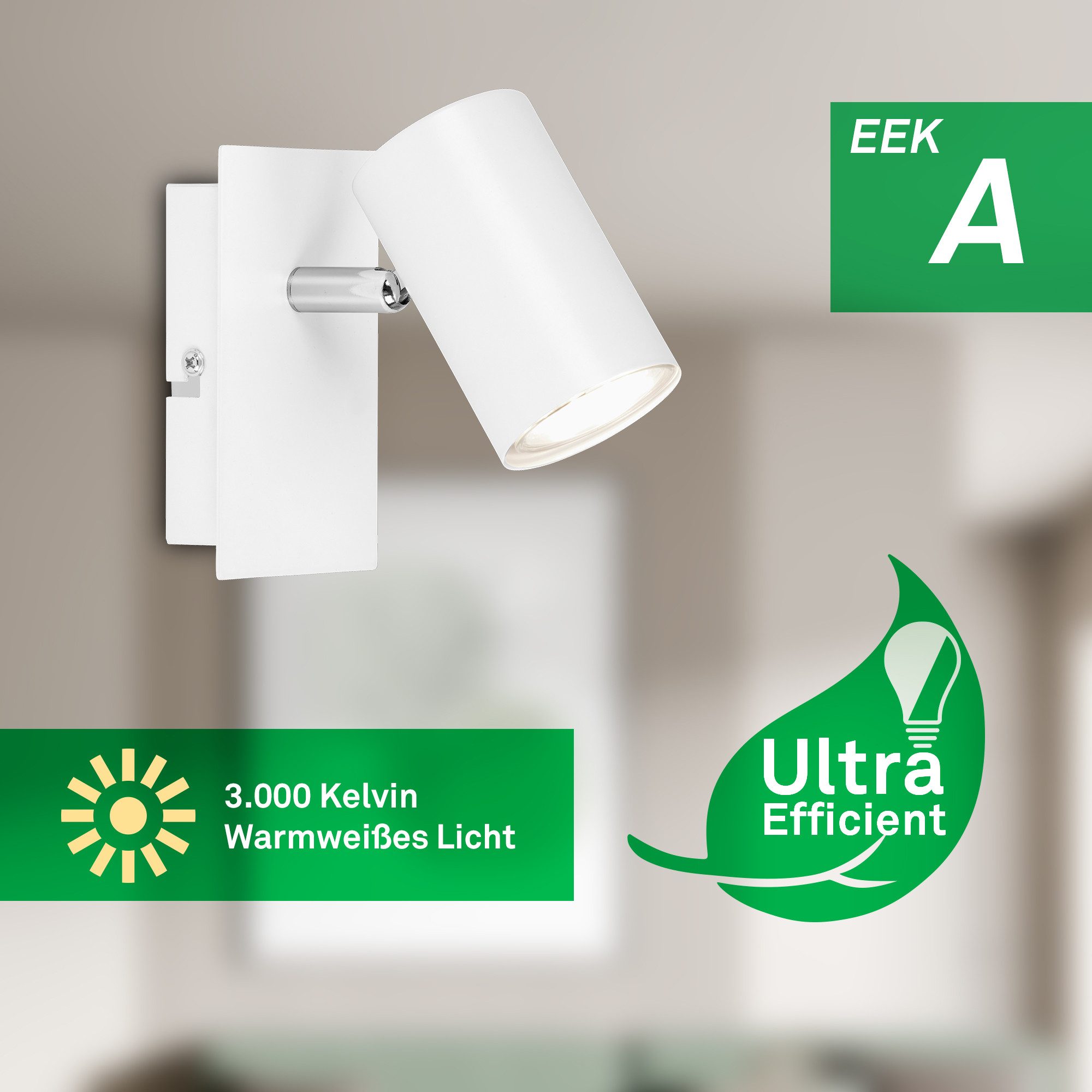 Briloner Leuchten Deckenspot LED Wandlampe Innen Wohnzimmer GU10, Energieeffizient inkl. Leuchtmittel, ohne Leuchtmittel, 2700K - Extra - Warmweiß, Wandlampe, 12x8x12,3cm, Schwarz, max.40W, GU10, Innen, Wohnzimmer