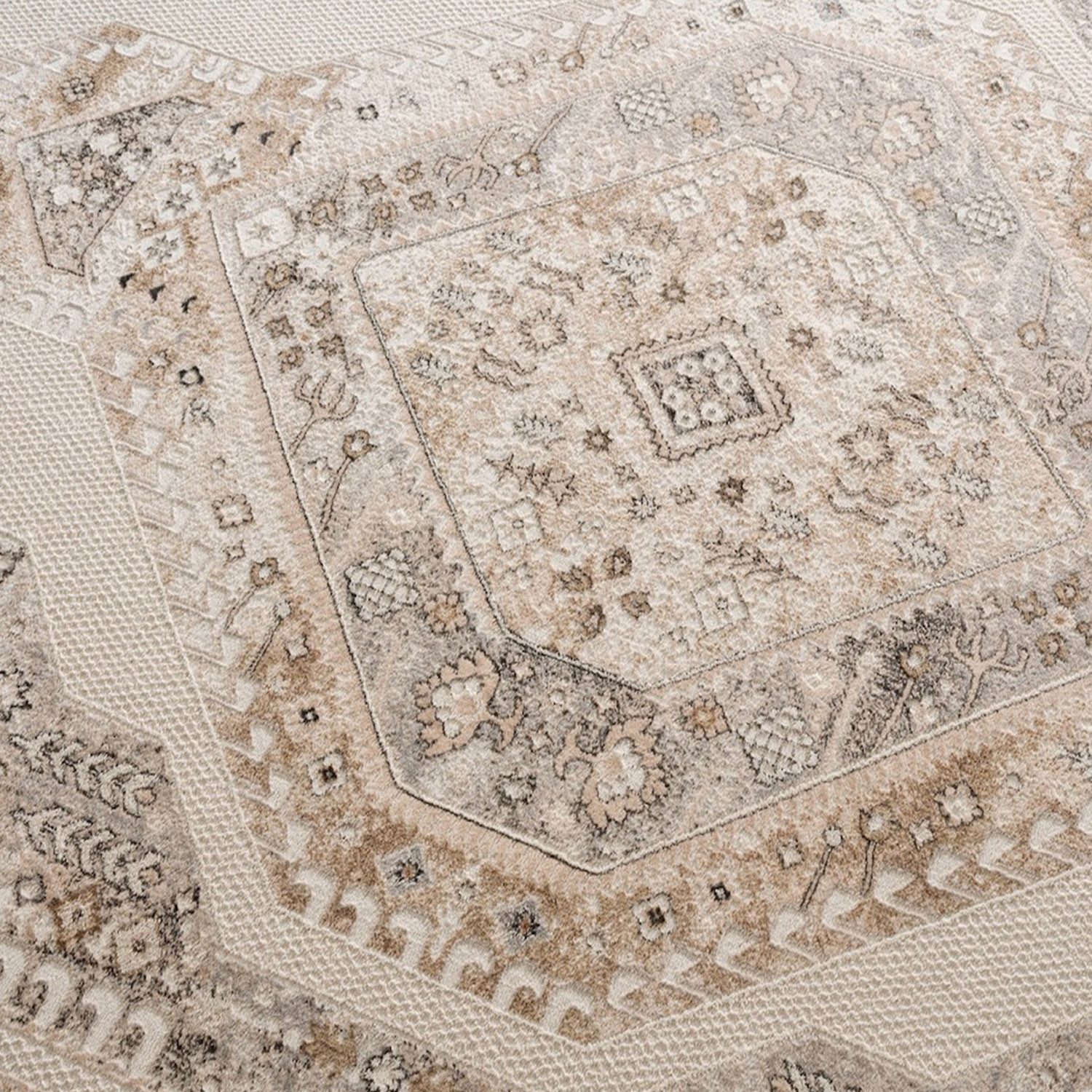 Carpetilla Designteppich Klassicher Wohnzimmer Teppich Abstrakte Muster Beige Carpetilla Modern, Klassischer Läufer mit Kunstvollem Ornamenten Wohnzimmer Teppich