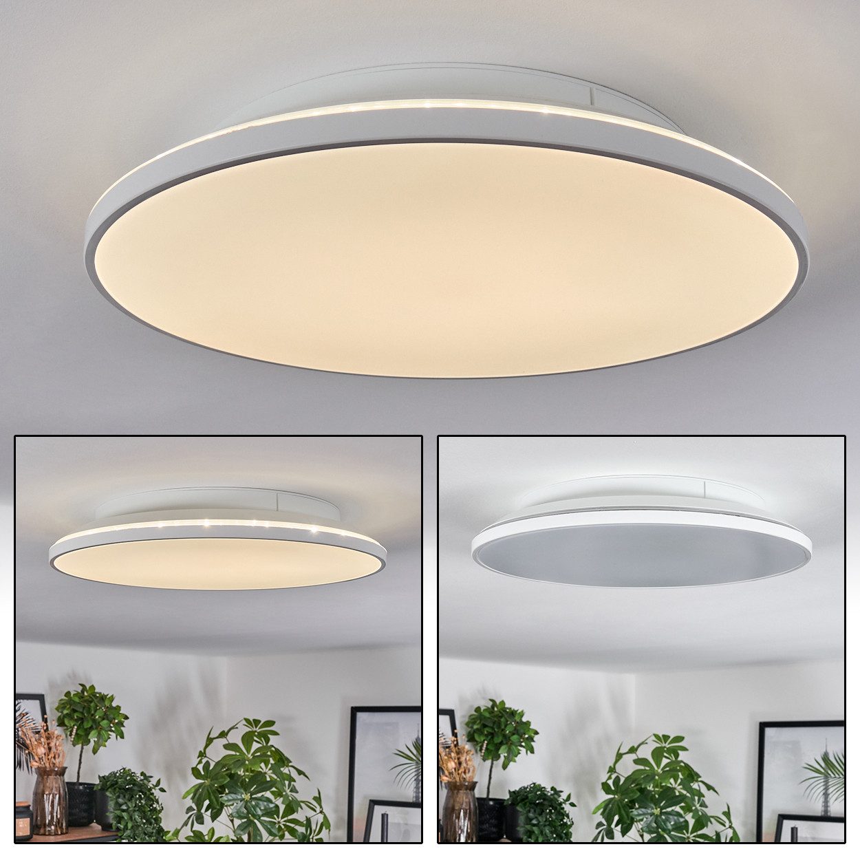 hofstein Deckenleuchte runde Deckenlampe aus Kunststoff in Weiß, ohne Leuch günstig online kaufen