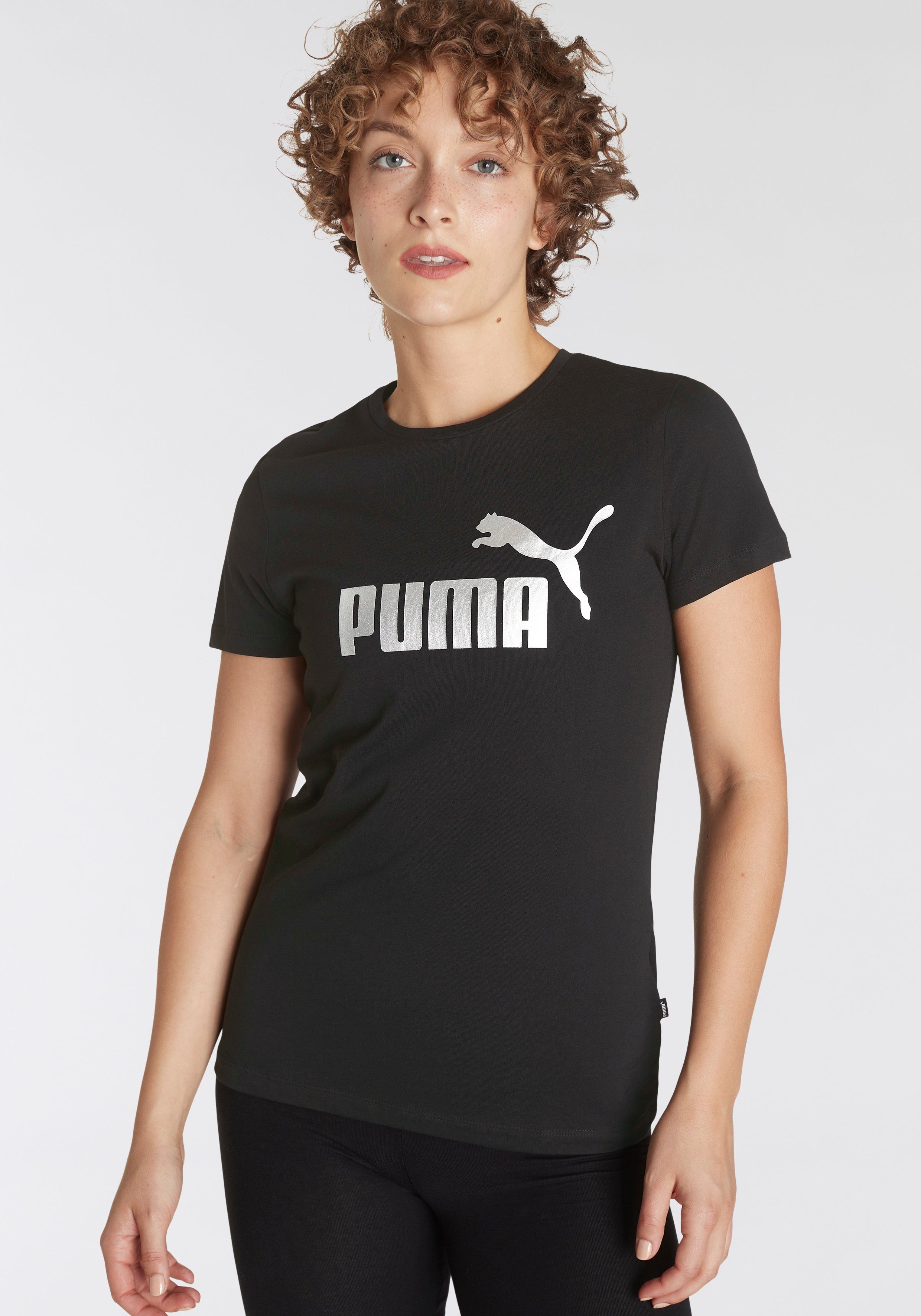 metallic TEE PUMA LOGO ESS+ Black-silver METALLIC Puma T-Shirt