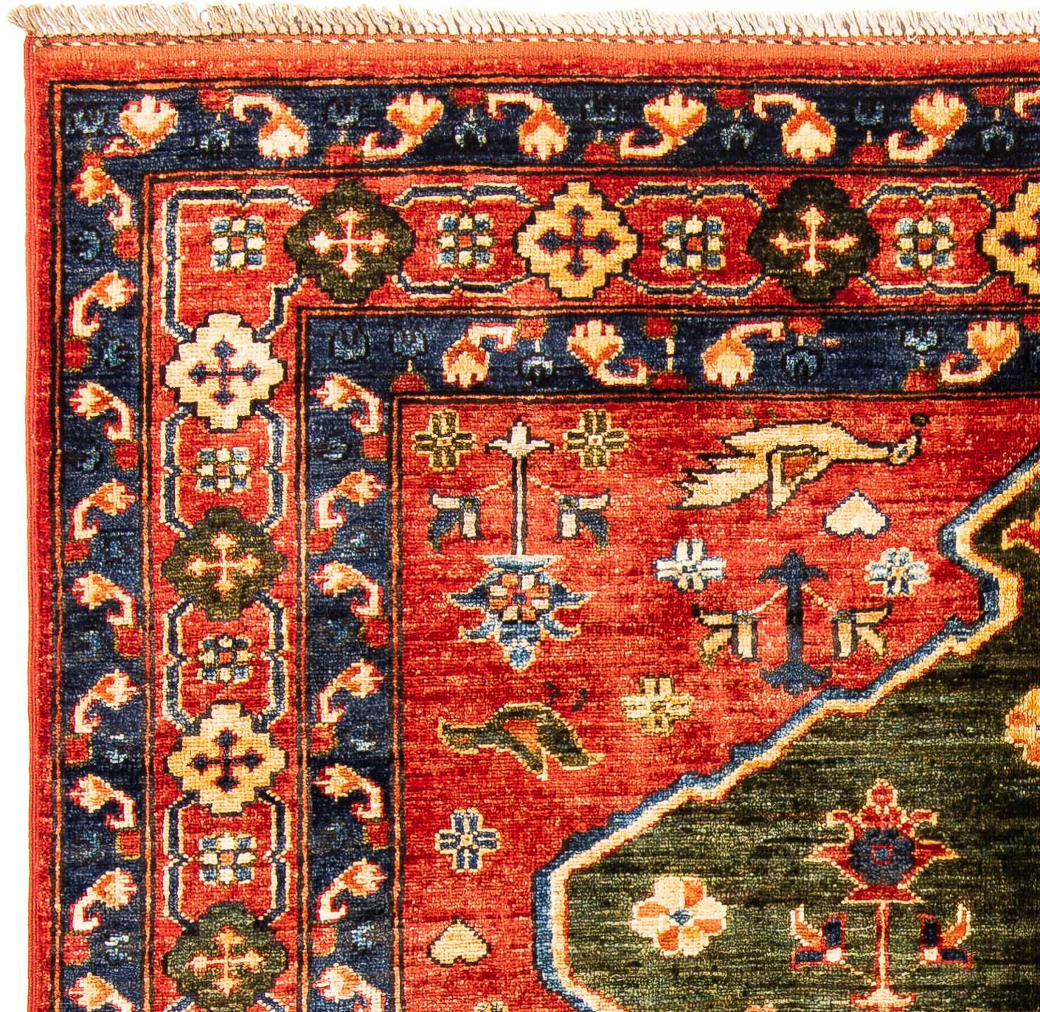 150 Afghan - Orientteppich mm, x Höhe: rechteckig, Wohnzimmer, Einzelstück Handgeknüpft, 195 Zertifikat morgenland, cm - rot, mit 7